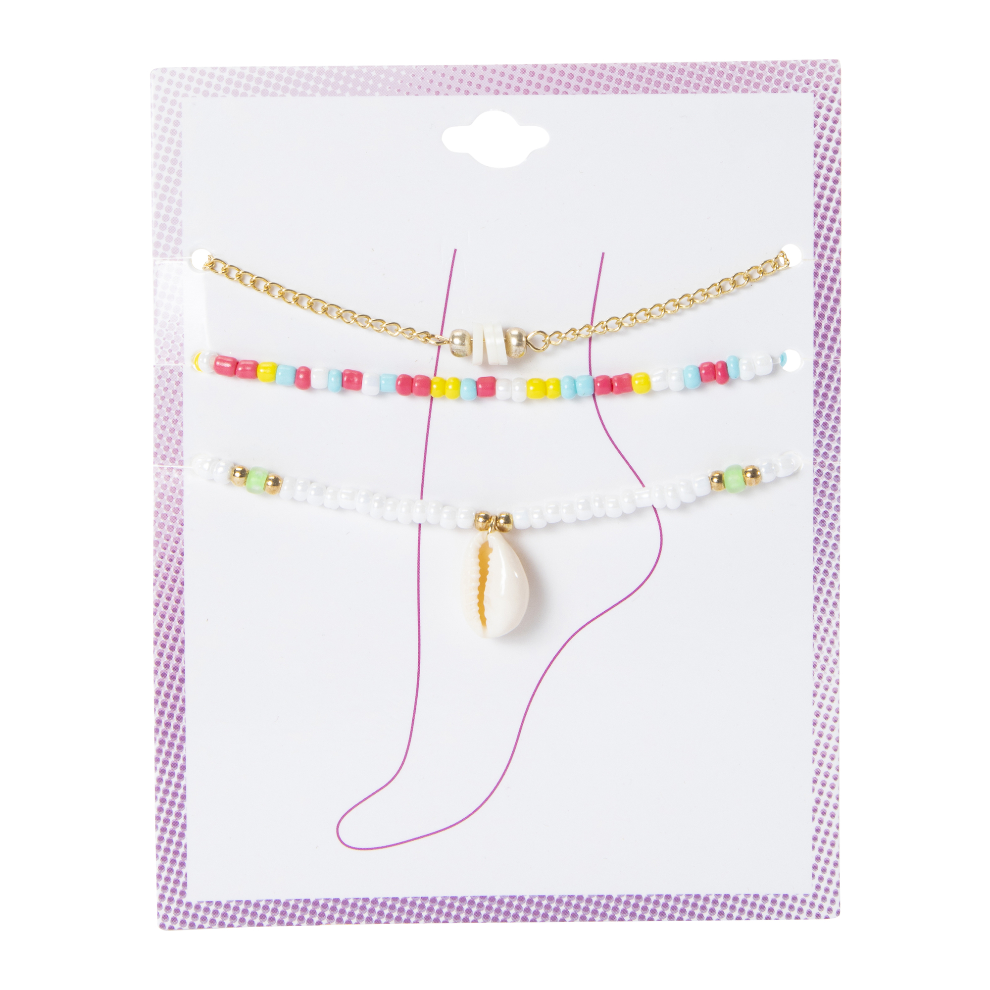 Layered Anklet Set 3-Piece - Shell