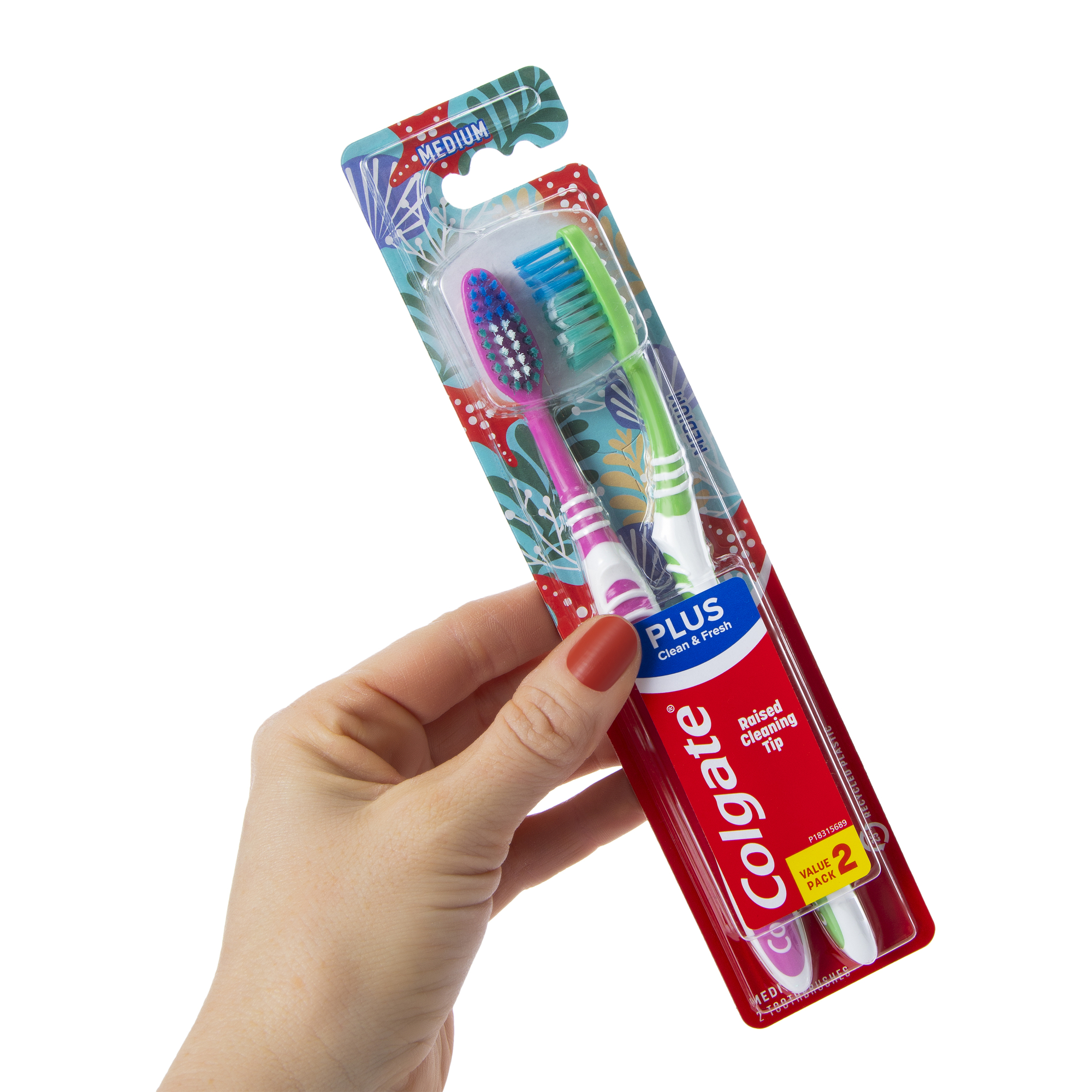 Colgate® Plus Clean & Fresh Medium Toothbrushes 2-Count (Styles May Vary)