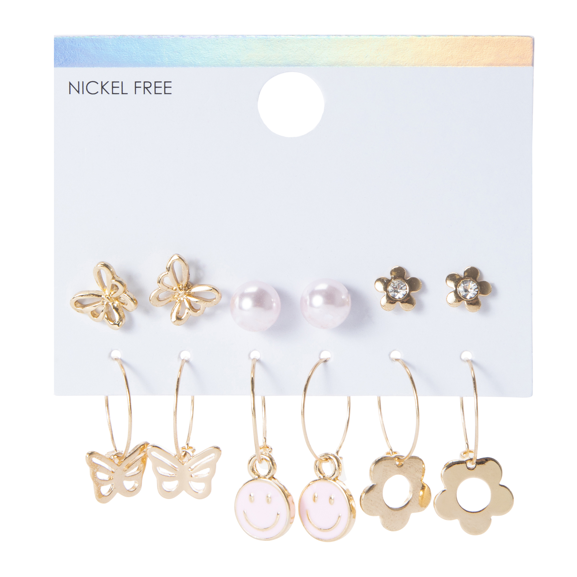 Gold Icon Stud & Hoop Earrings 6-Count