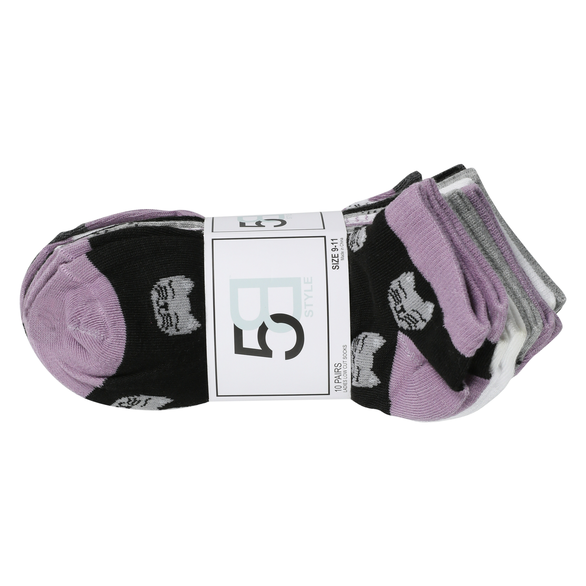 Ladies Quarter Socks 10-Pack - Cats