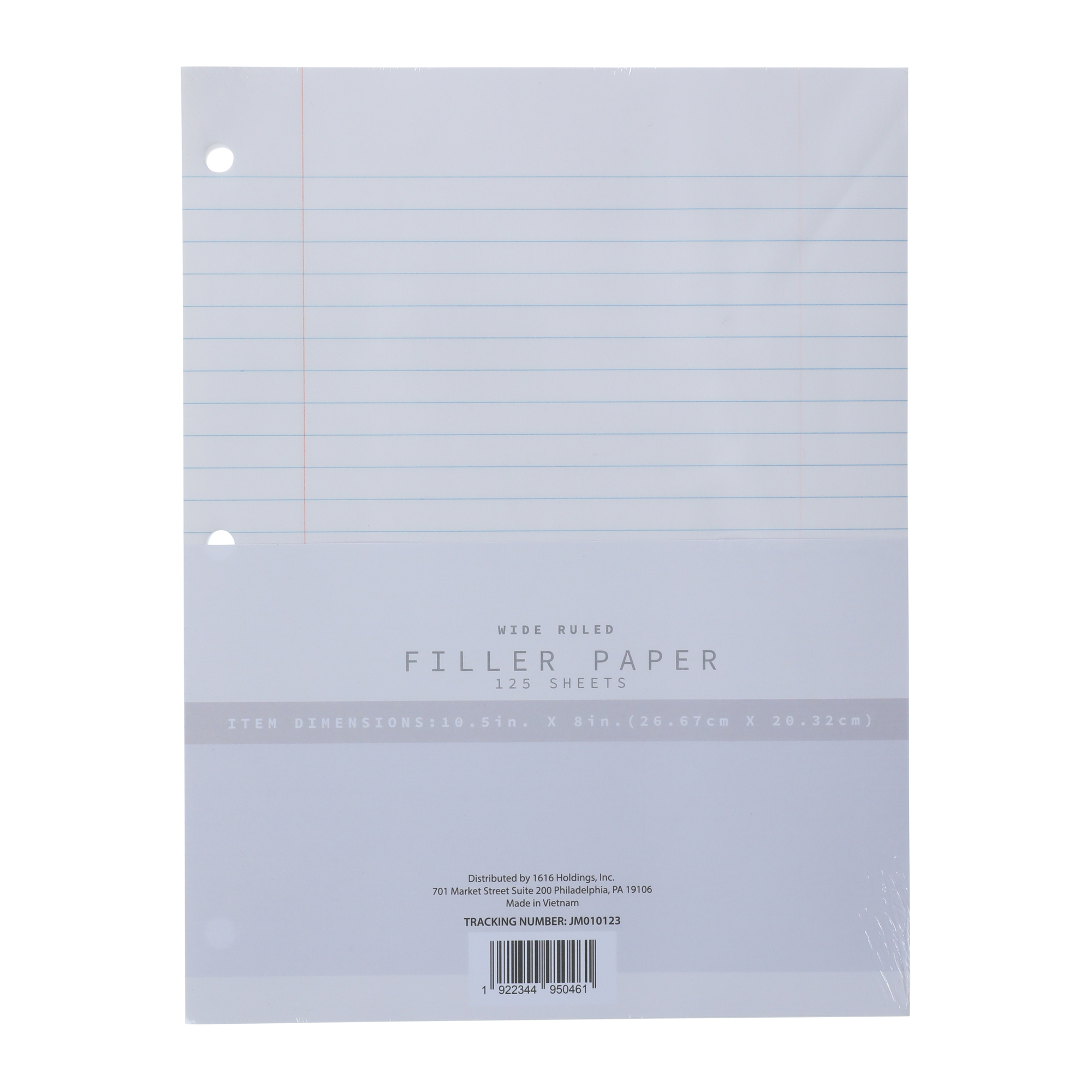 Wide Ruled Filler Paper With 3-Hole Punch, 125 Sheets