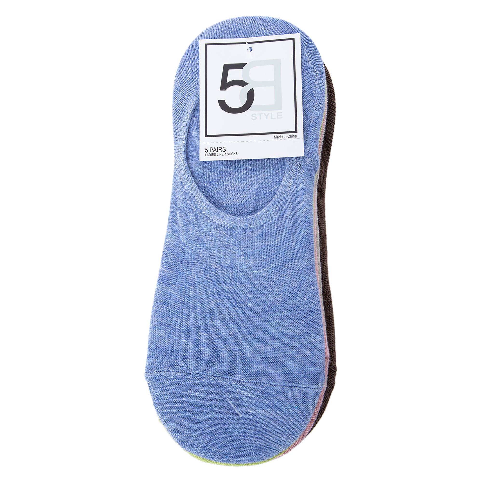 Ladies No-Show Liner Socks 5-Pack - Solids