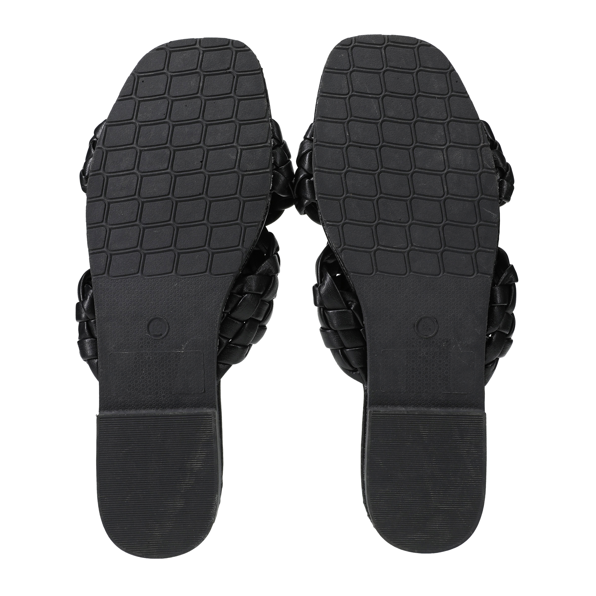 Ladies Black Vegan Leather Braided Sandals