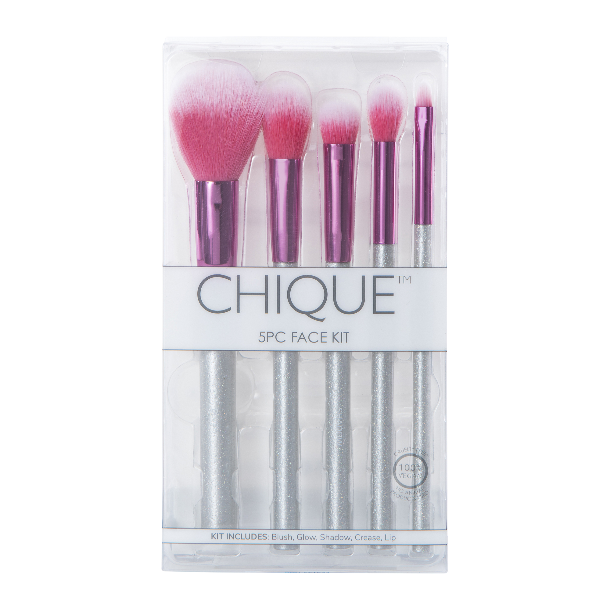 Chique™ Face Makeup Brush Kit 5-Piece - Pink