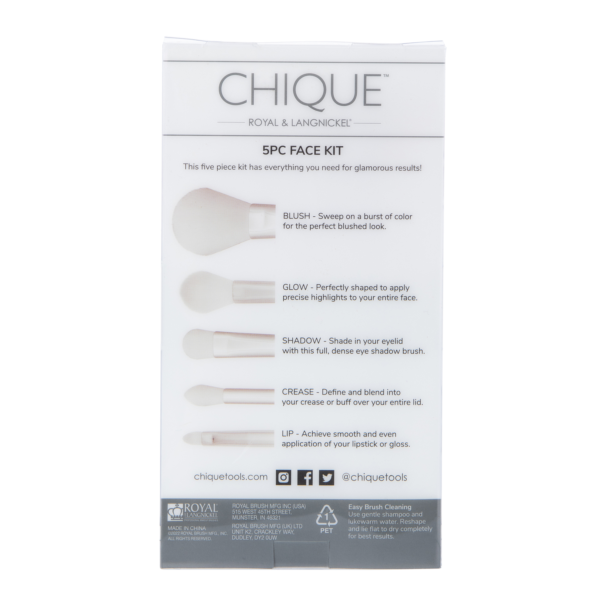 Chique™ Face Makeup Brush Kit 5-Piece - Pink
