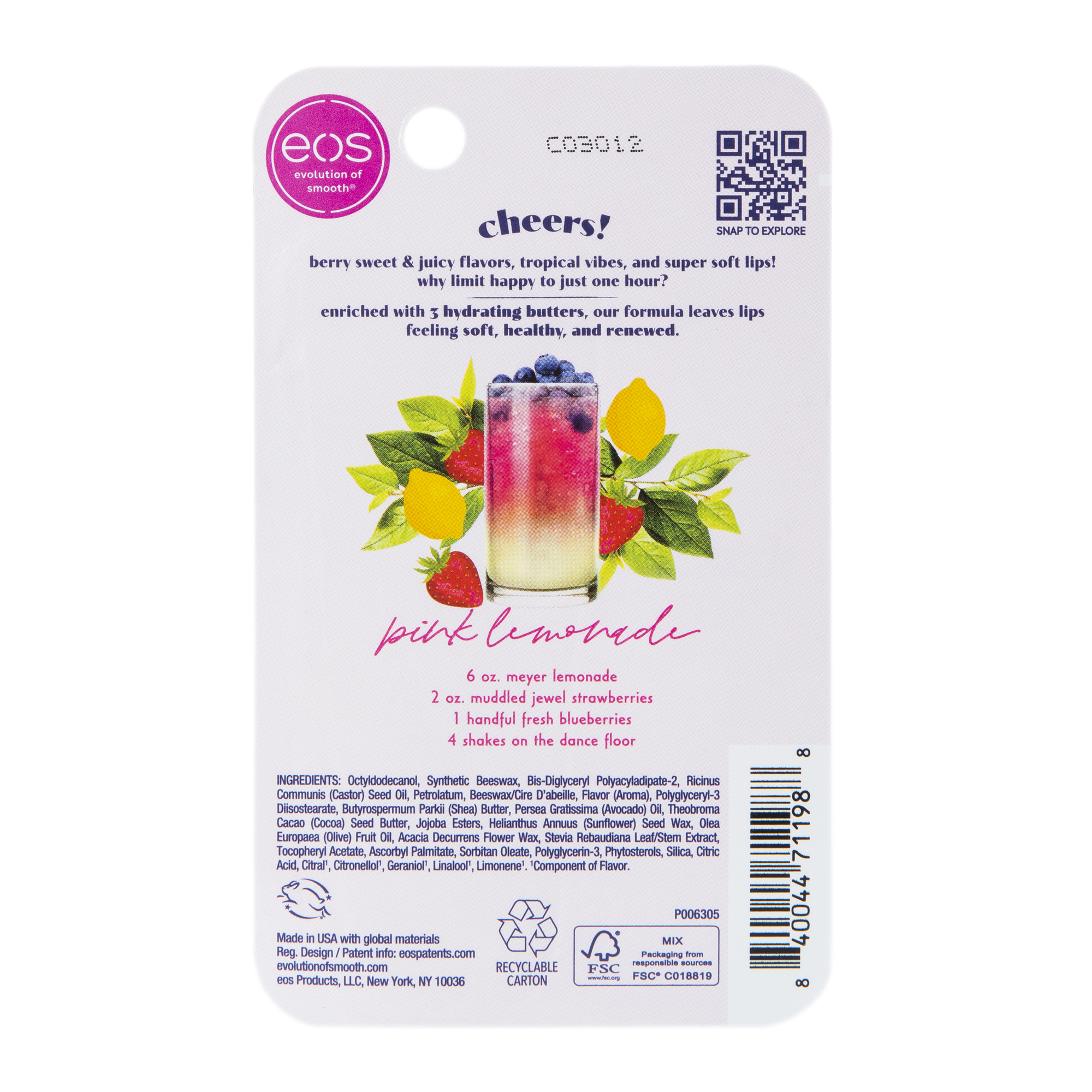 Eos® 24 Hour Moisturize Lip Balm 0.35 Fl.oz – Pink Lemonade