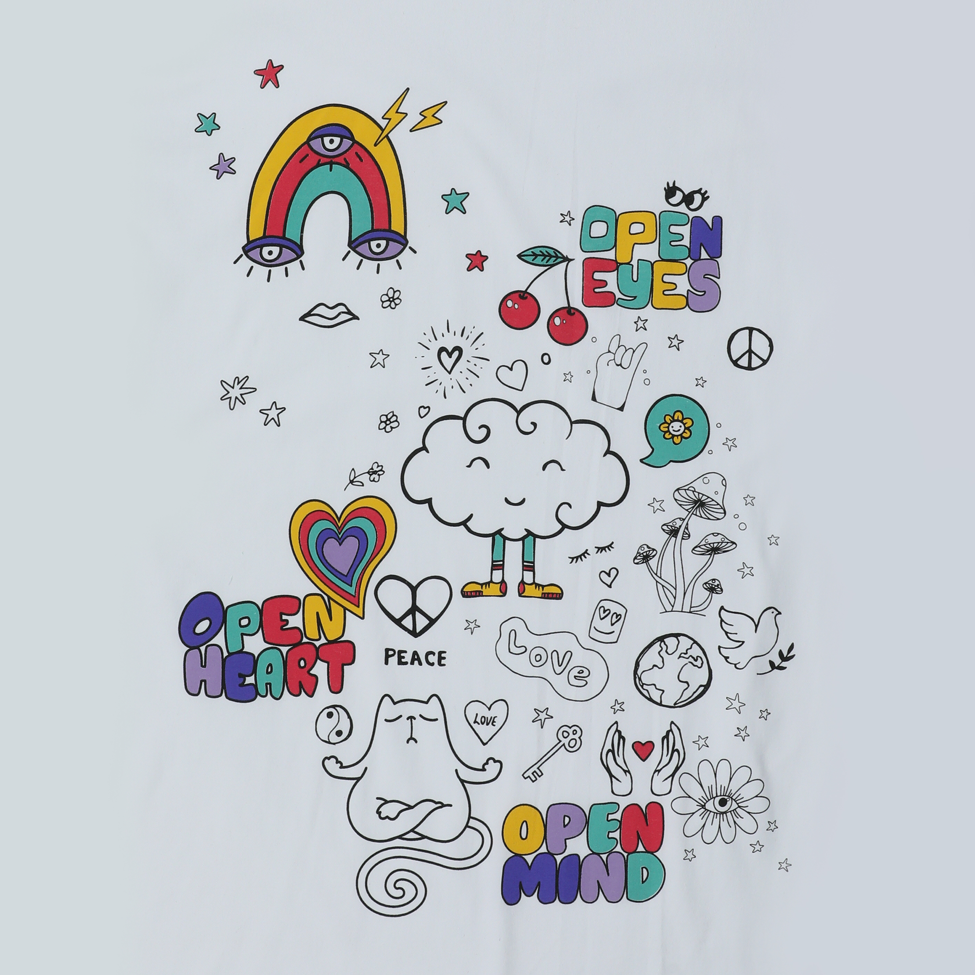 Rainbow & Mushroom Doodle Graphic Tee