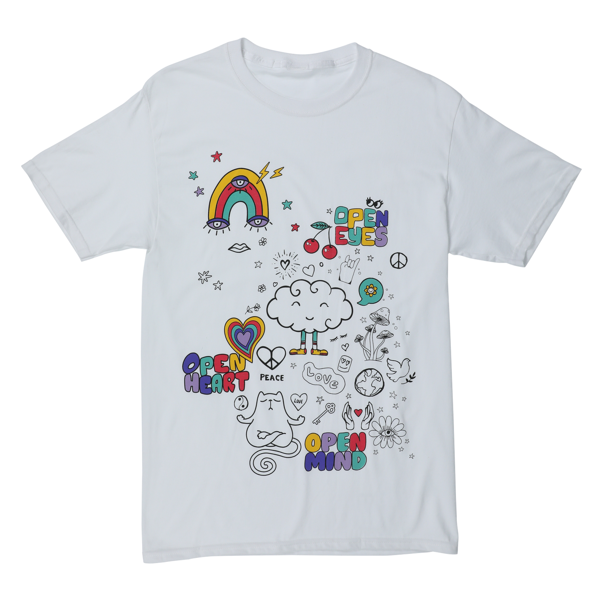 Rainbow & Mushroom Doodle Graphic Tee