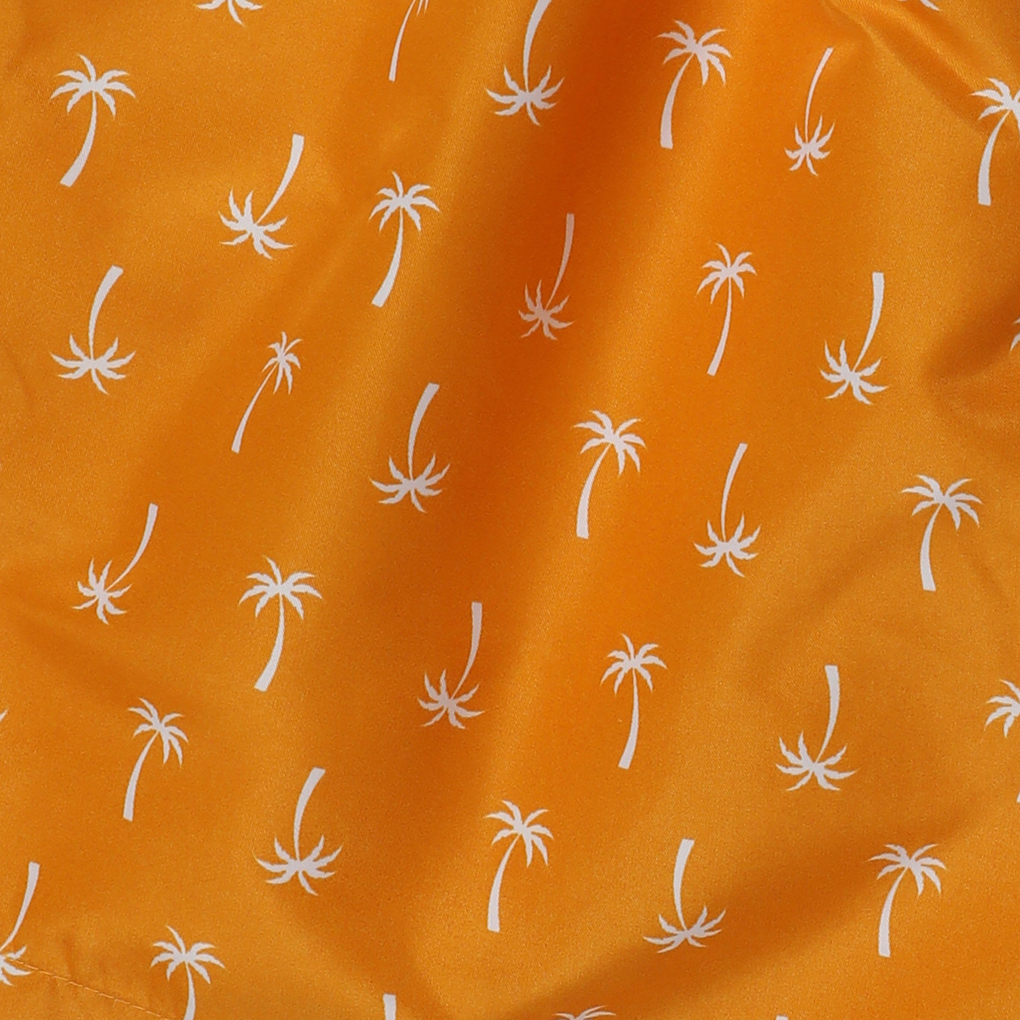Young Mens Orange Palm Tree Swim Shorts
