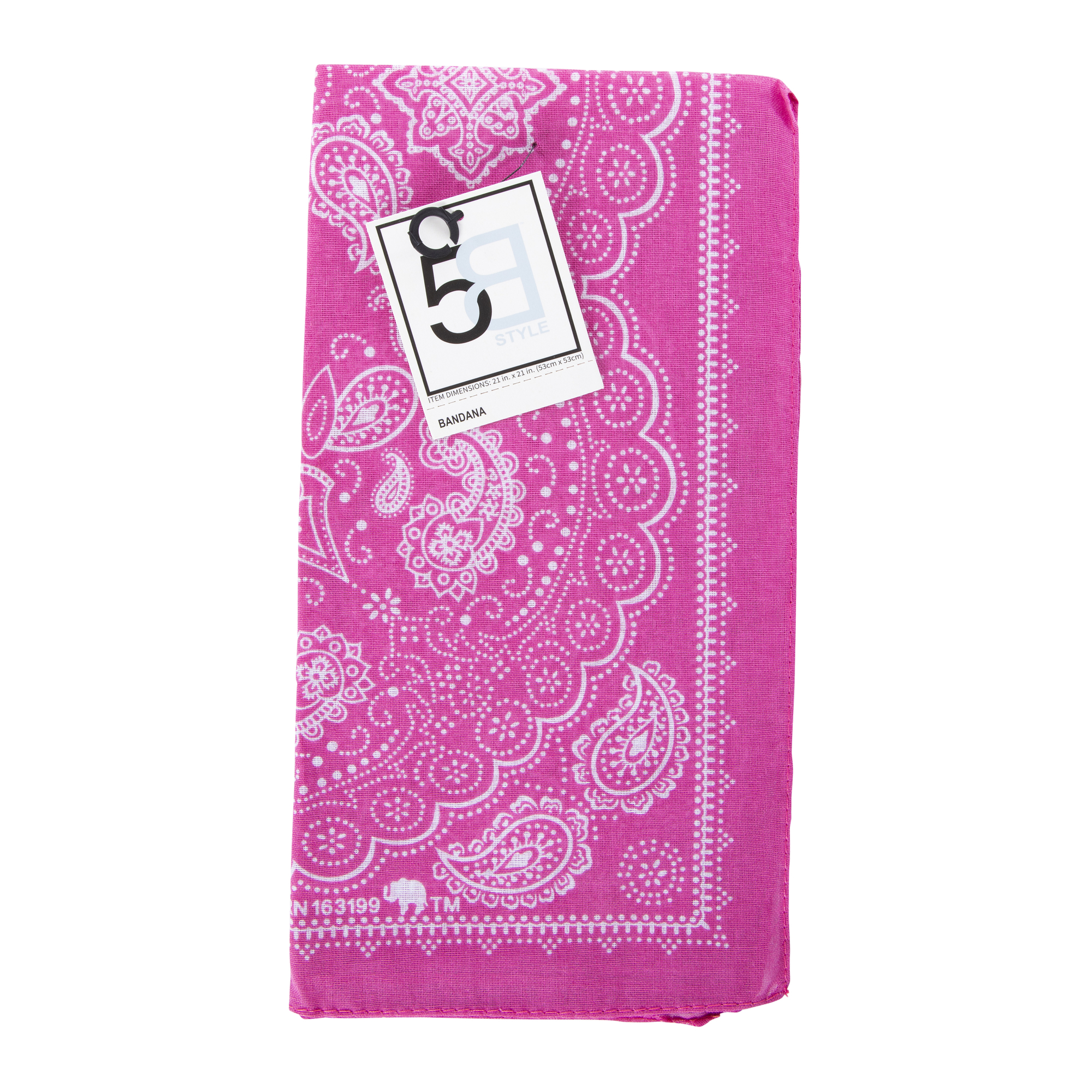 Bandana 21in x 21in - Pink Paisley