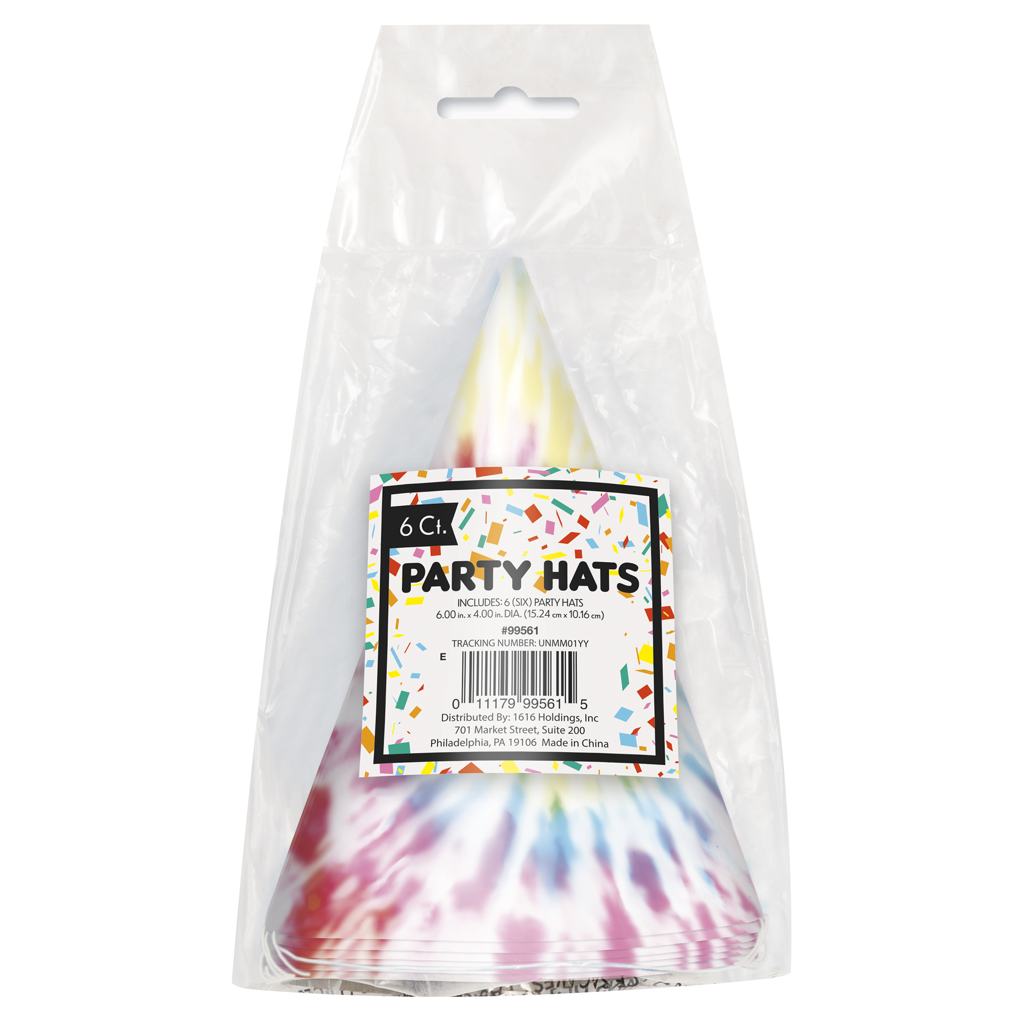 Party Hats 6-Count - Tie Dye