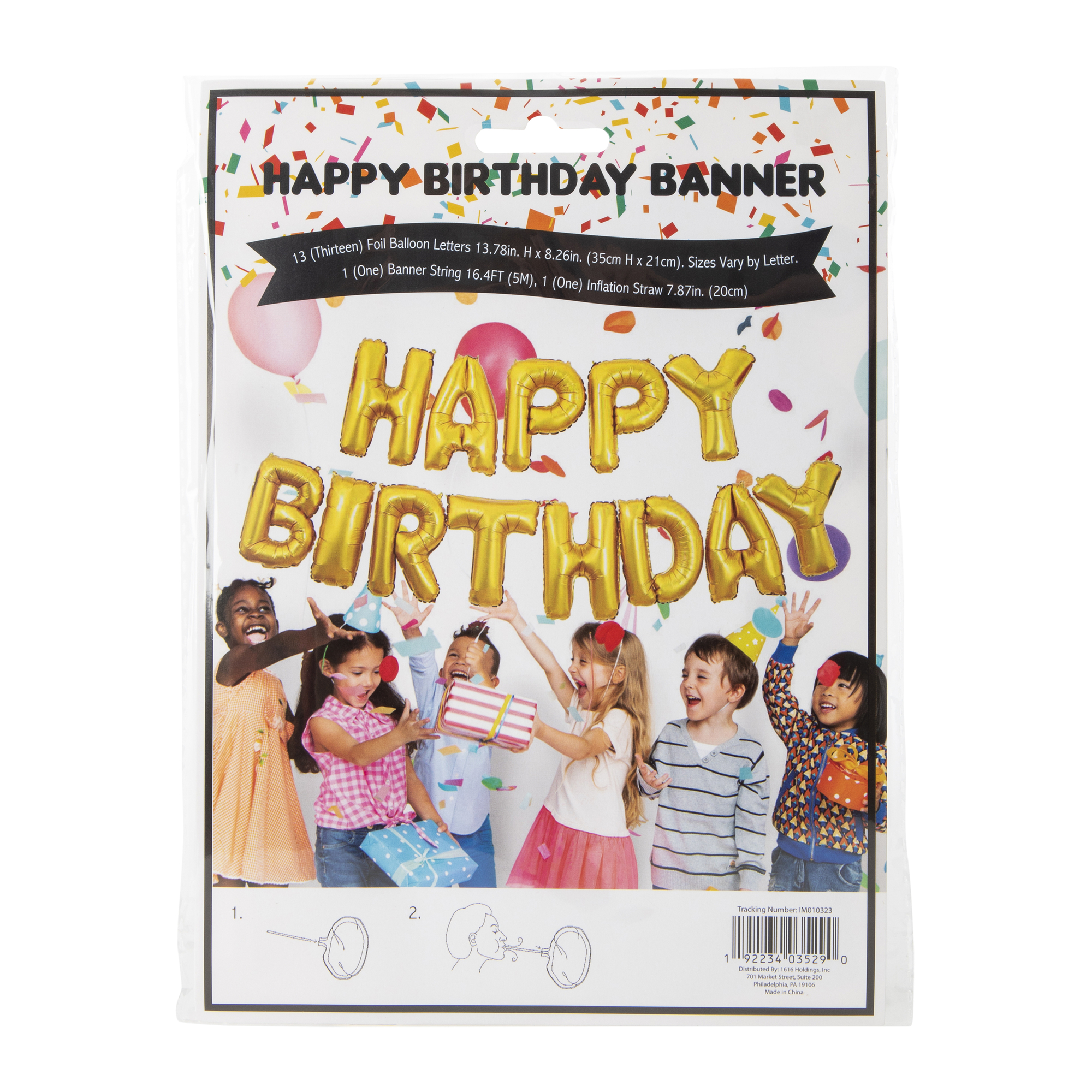 Gold Mylar 'Happy Birthday' Balloon Garland