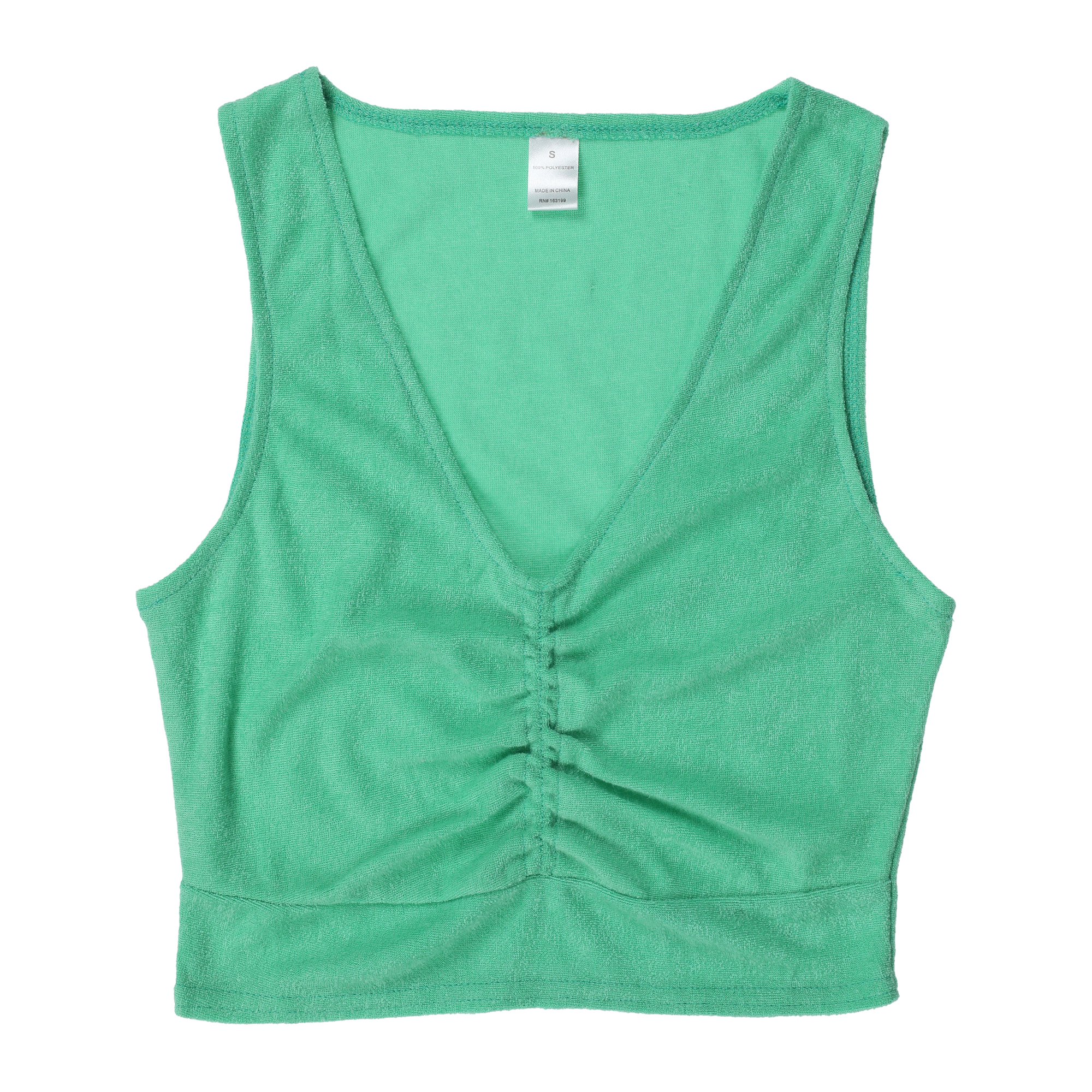 Green Terrycloth V-Neck Tank Top