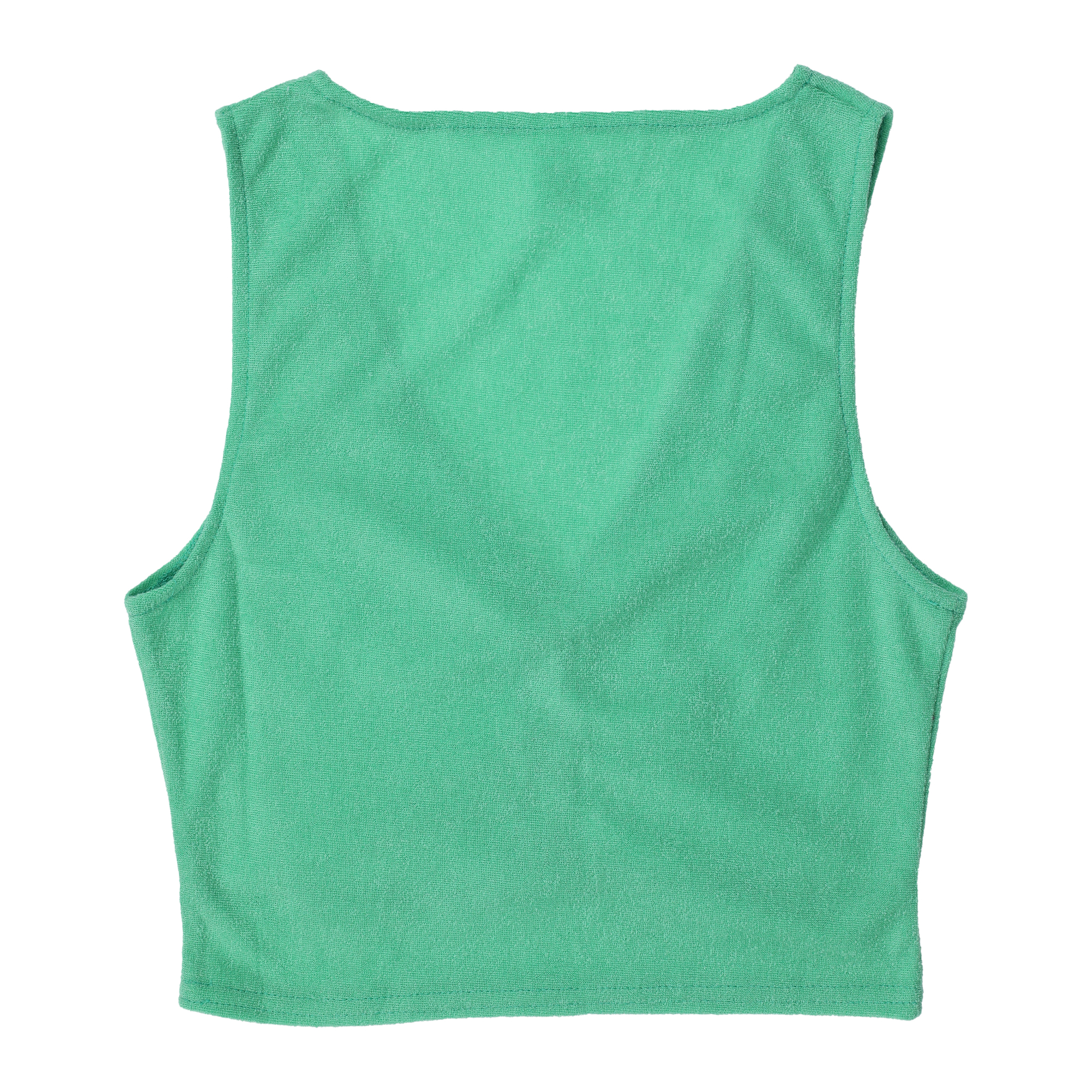 Green Terrycloth V-Neck Tank Top