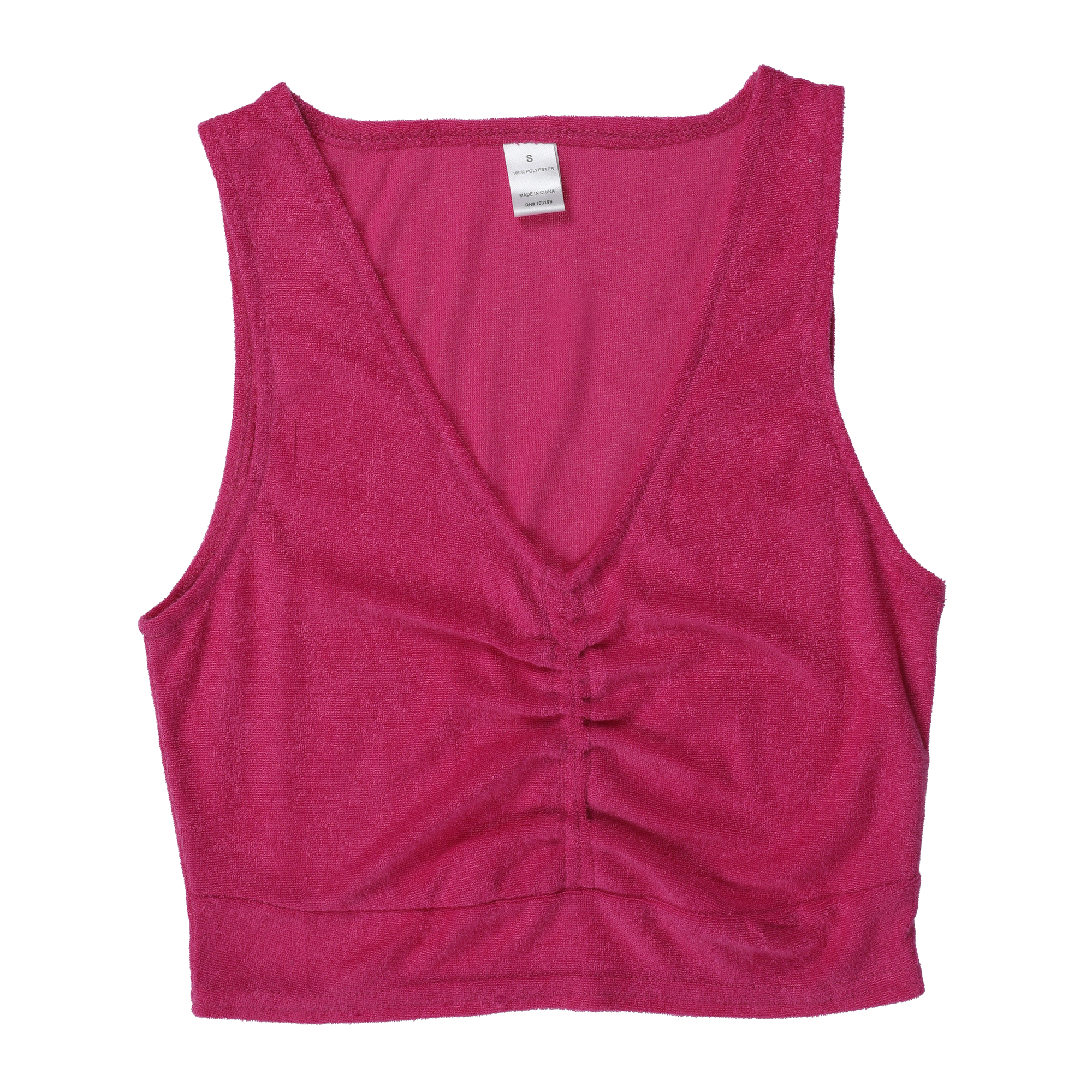 Pink Terrycloth V-Neck Tank Top