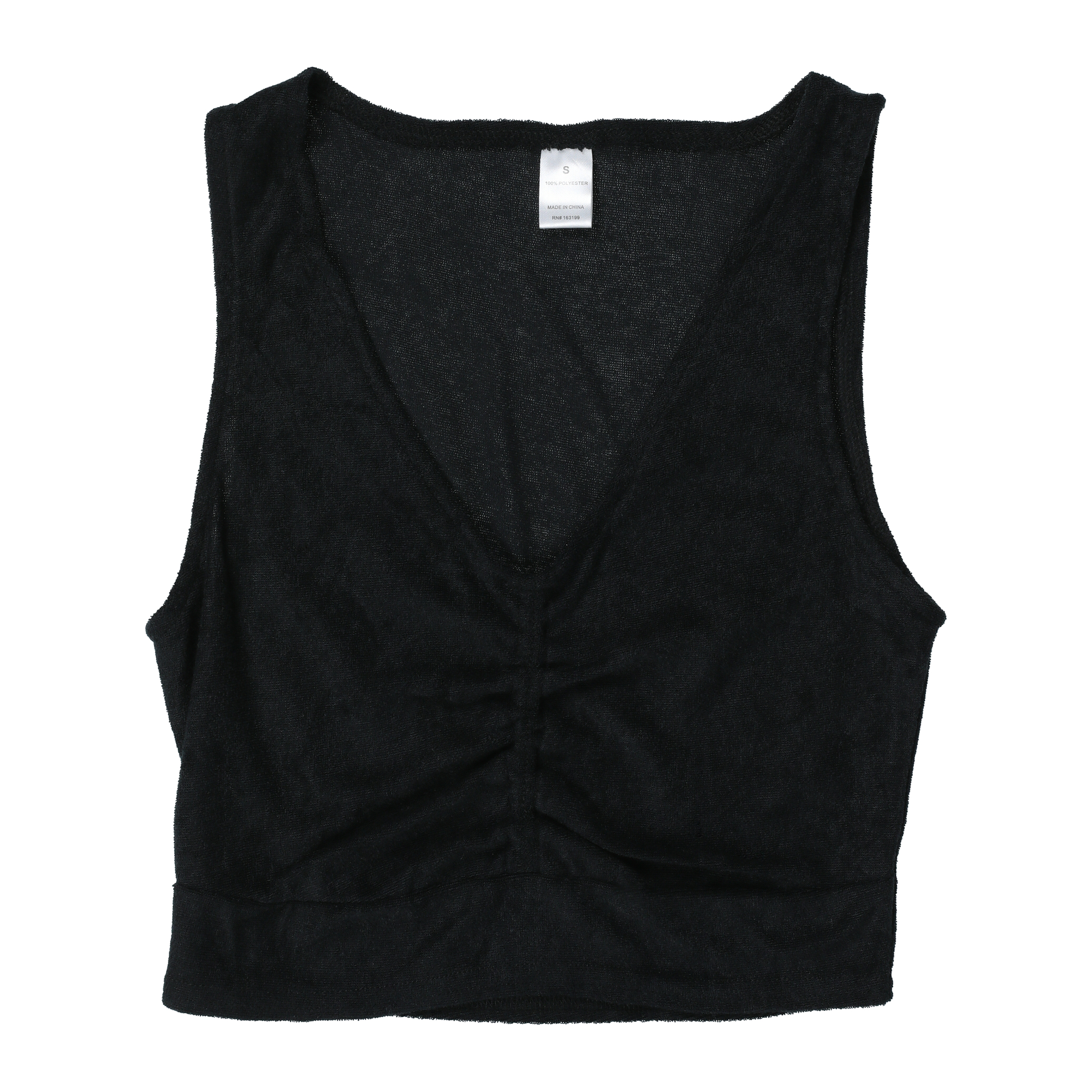 Black Terrycloth V-Neck Tank Top