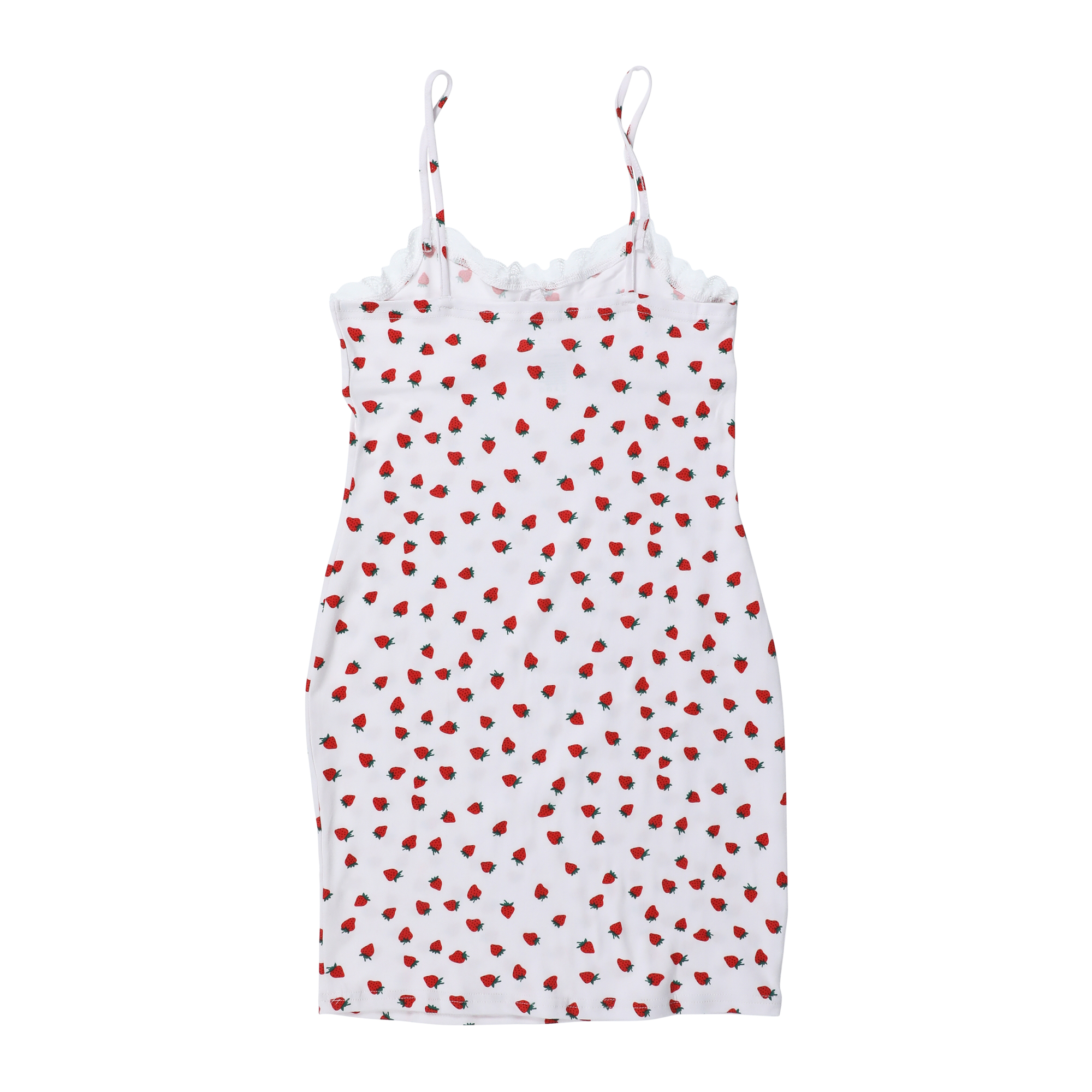 Juniors Strawberry Print Lace Trim Dress