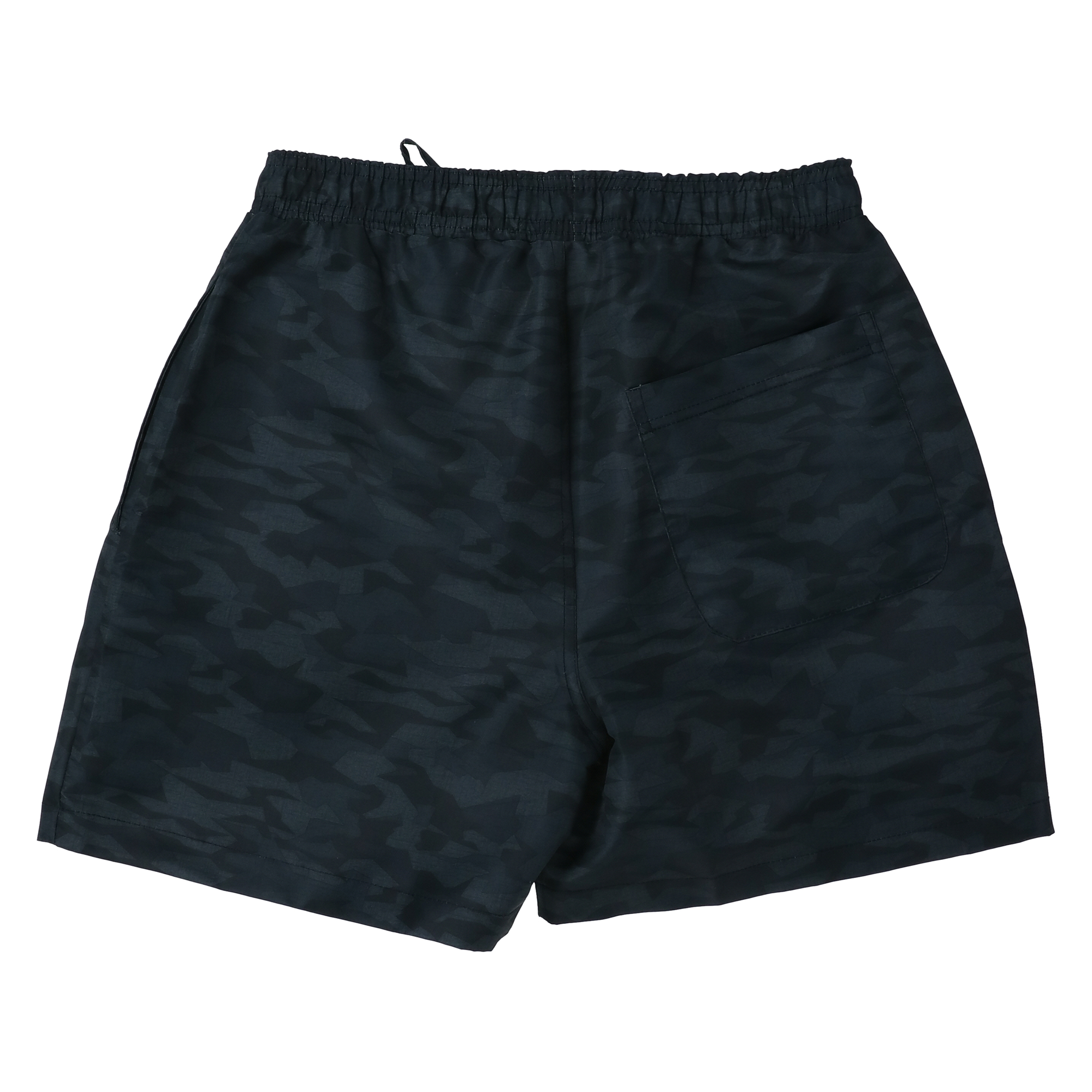 Young Mens Black Camo Nylon Shorts