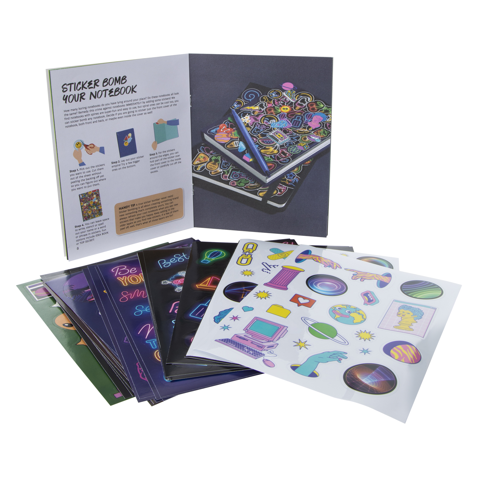 Kaleidoscope Sticker Bomb With Over 500 Stickers & Book