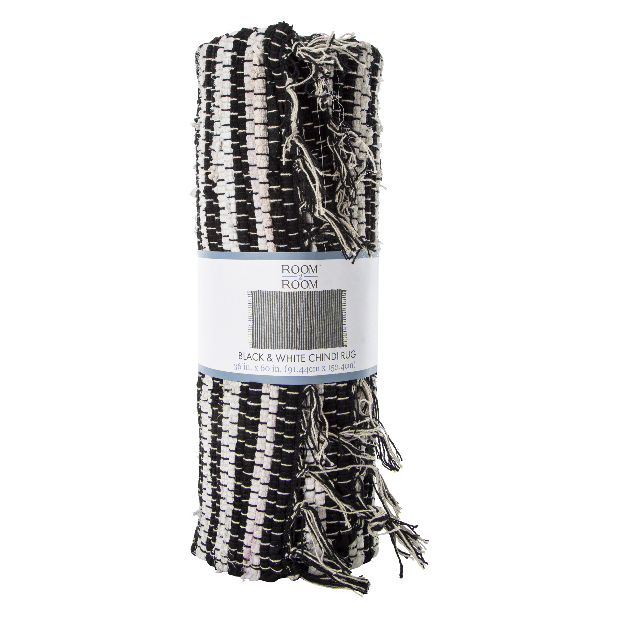Black & White Chindi Rug 3ft x 5ft
