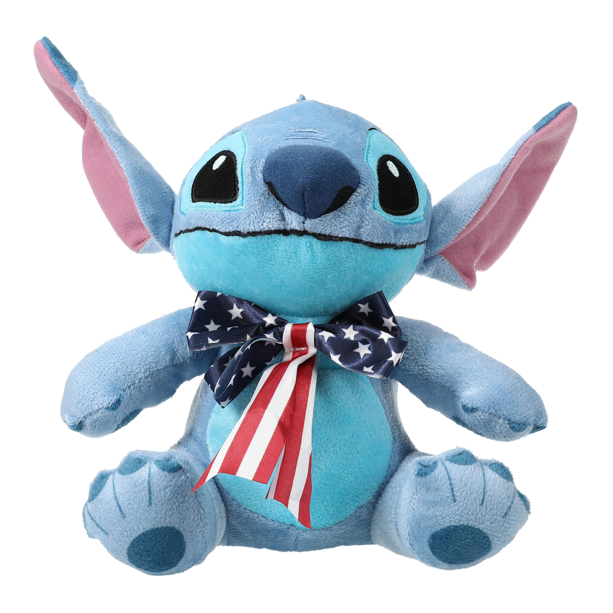 Disney Stitch Stuffed Animal With Patriotic Bowtie 8.6in