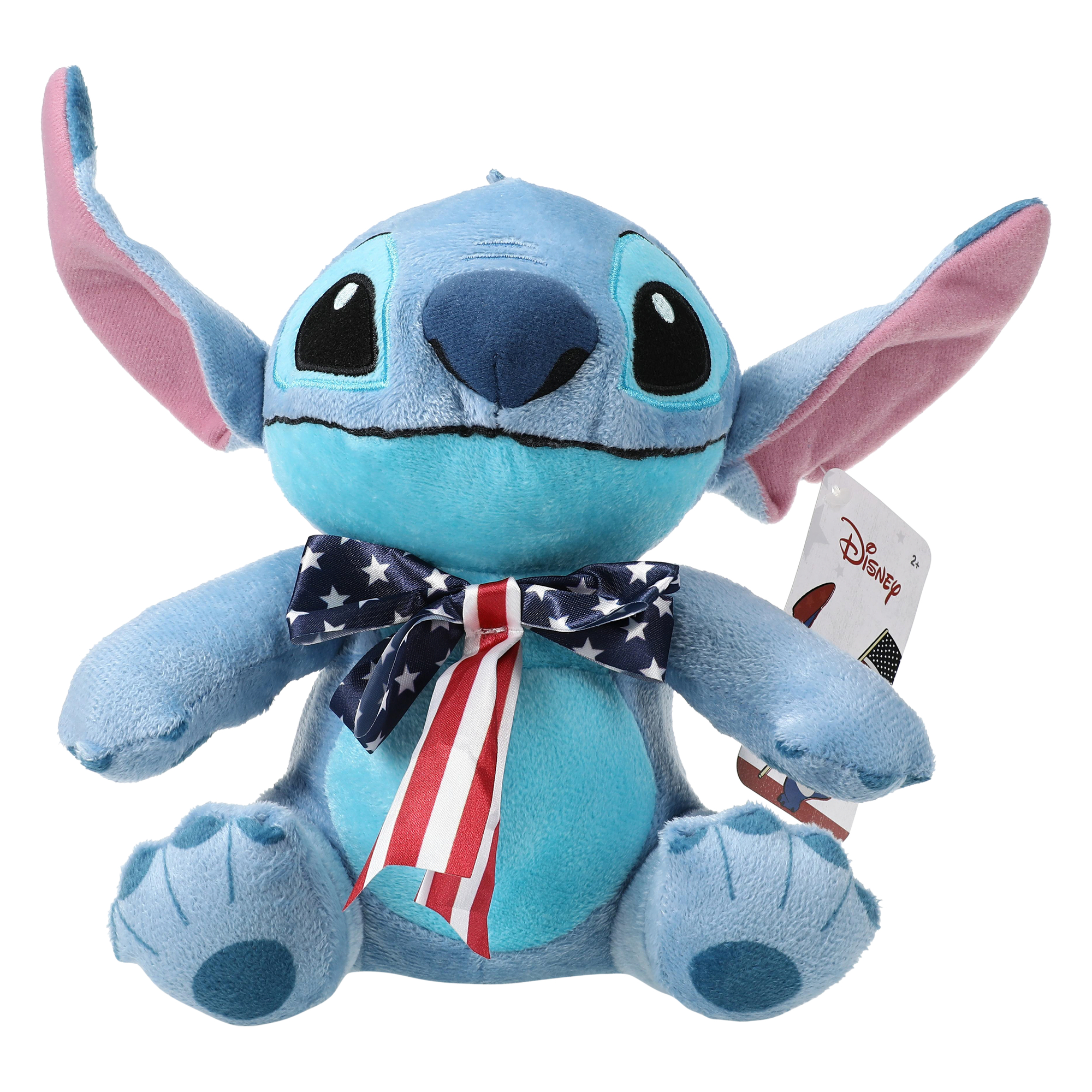 Disney Stitch Stuffed Animal With Patriotic Bowtie 8.6in