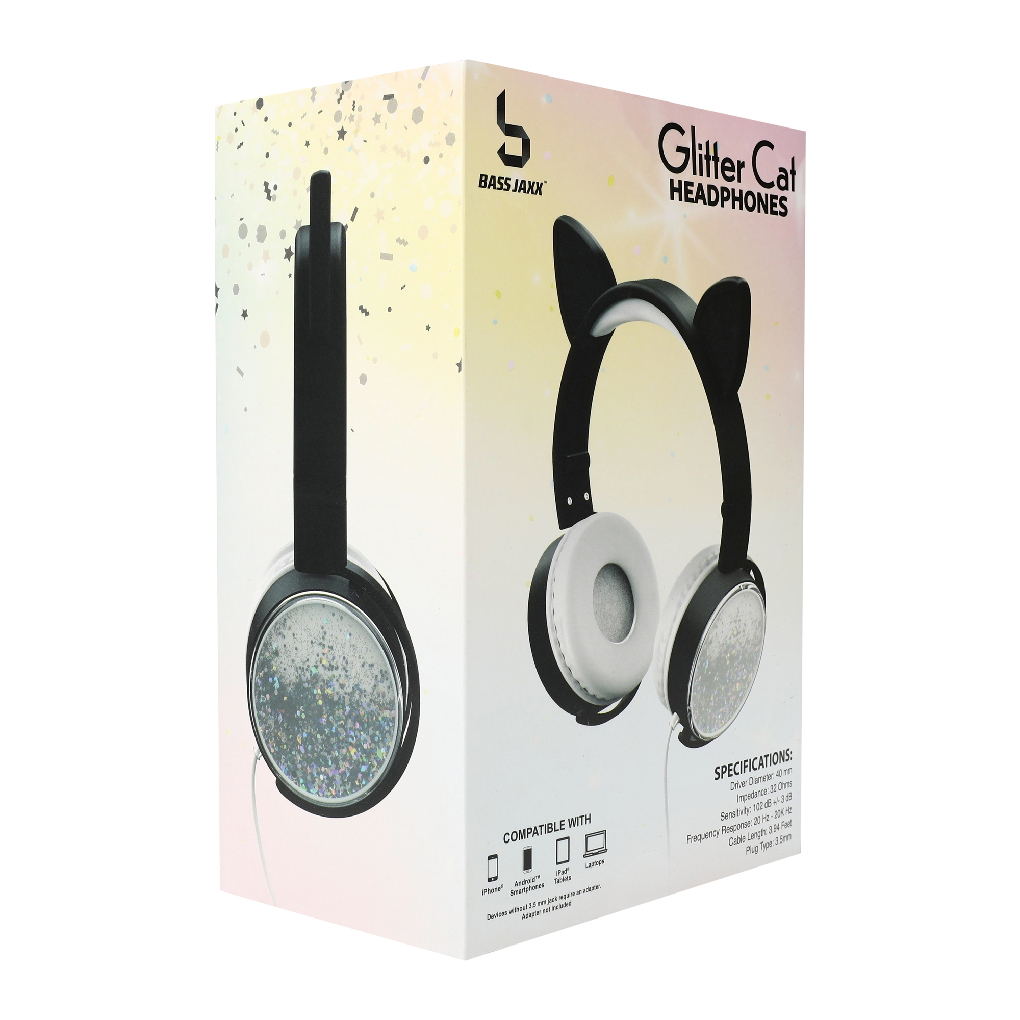 Glitter Cat Liquid Aux-in Headphones With Mic