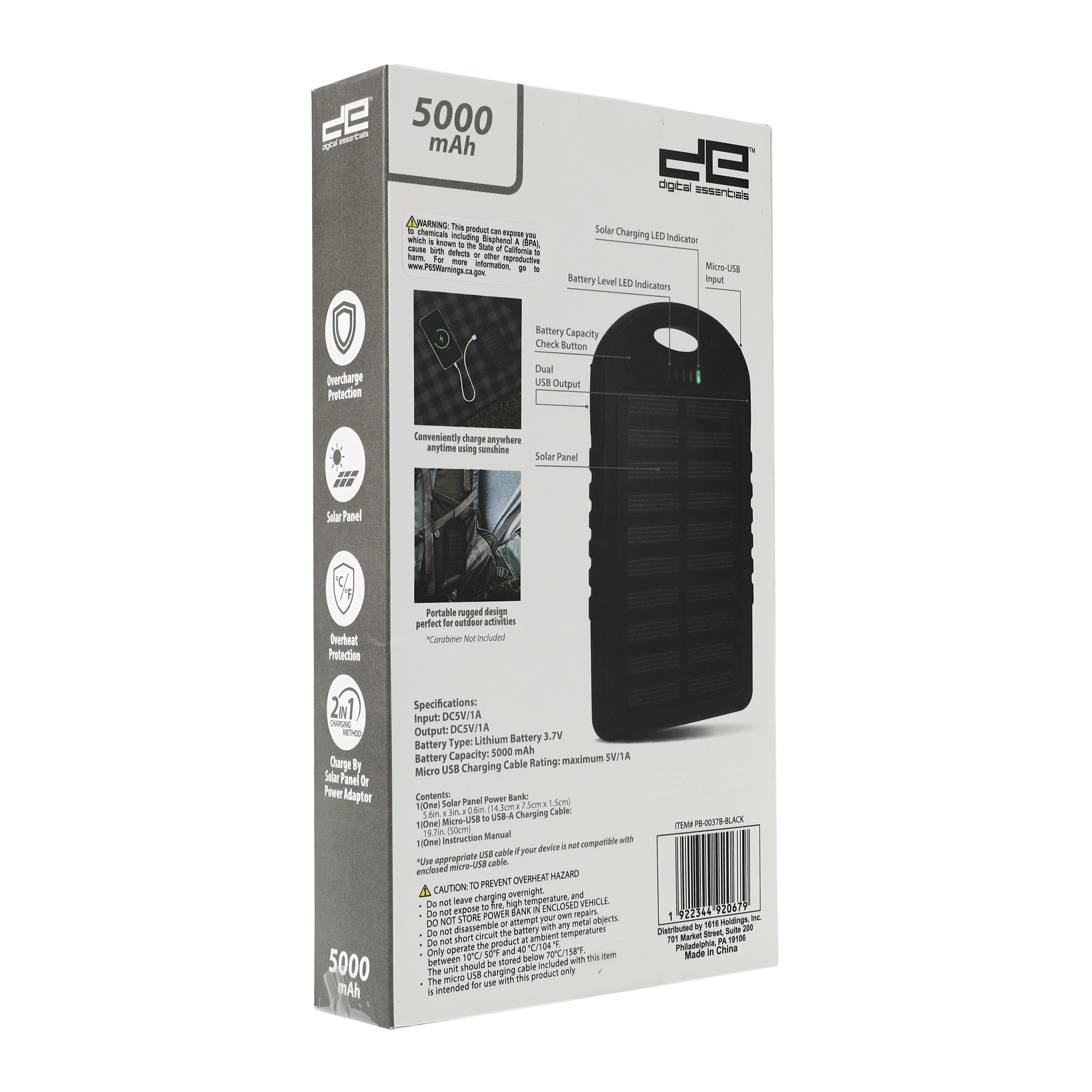 5000mAh Solar Power Bank