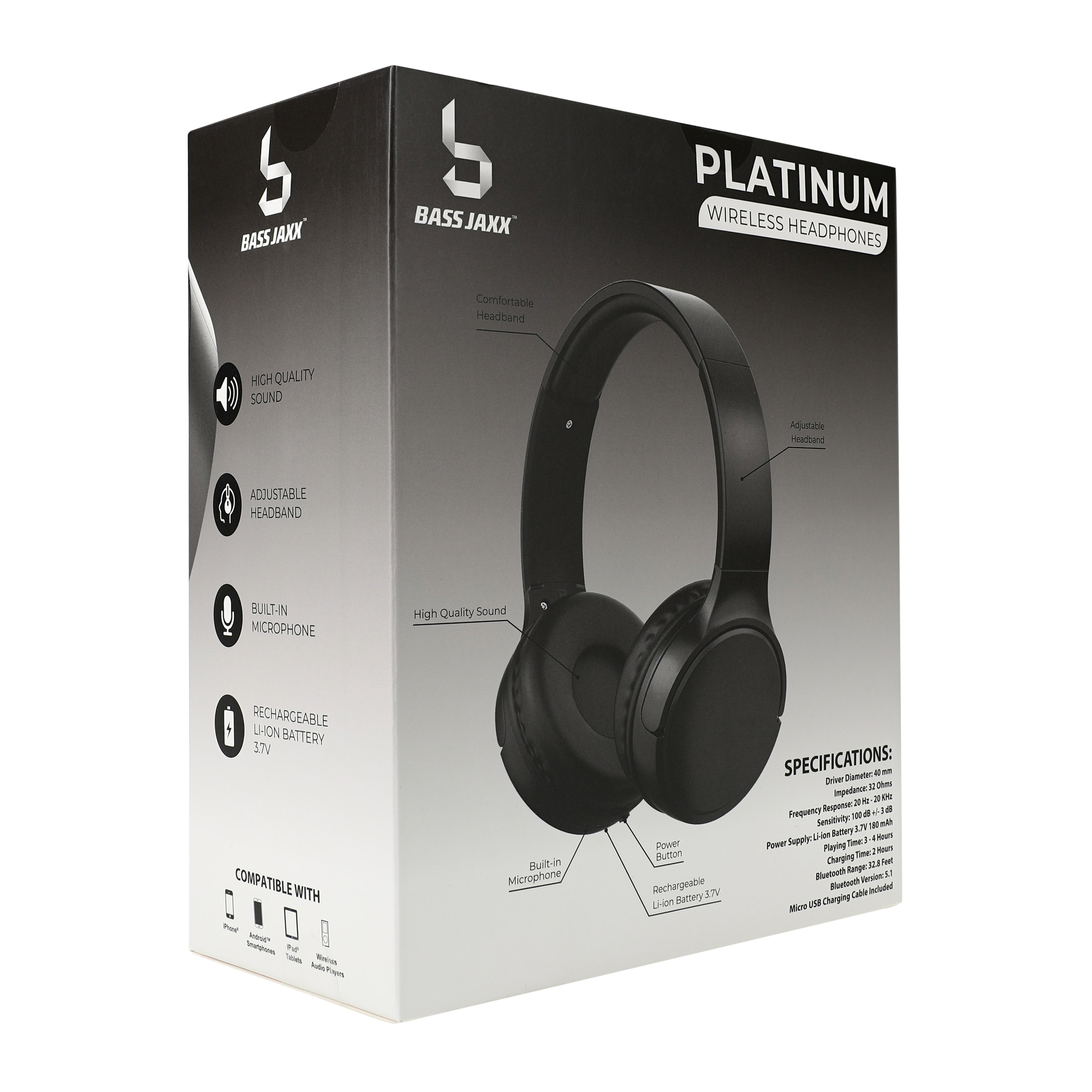 Platinum Bluetooth® Wireless Headphones With Mic