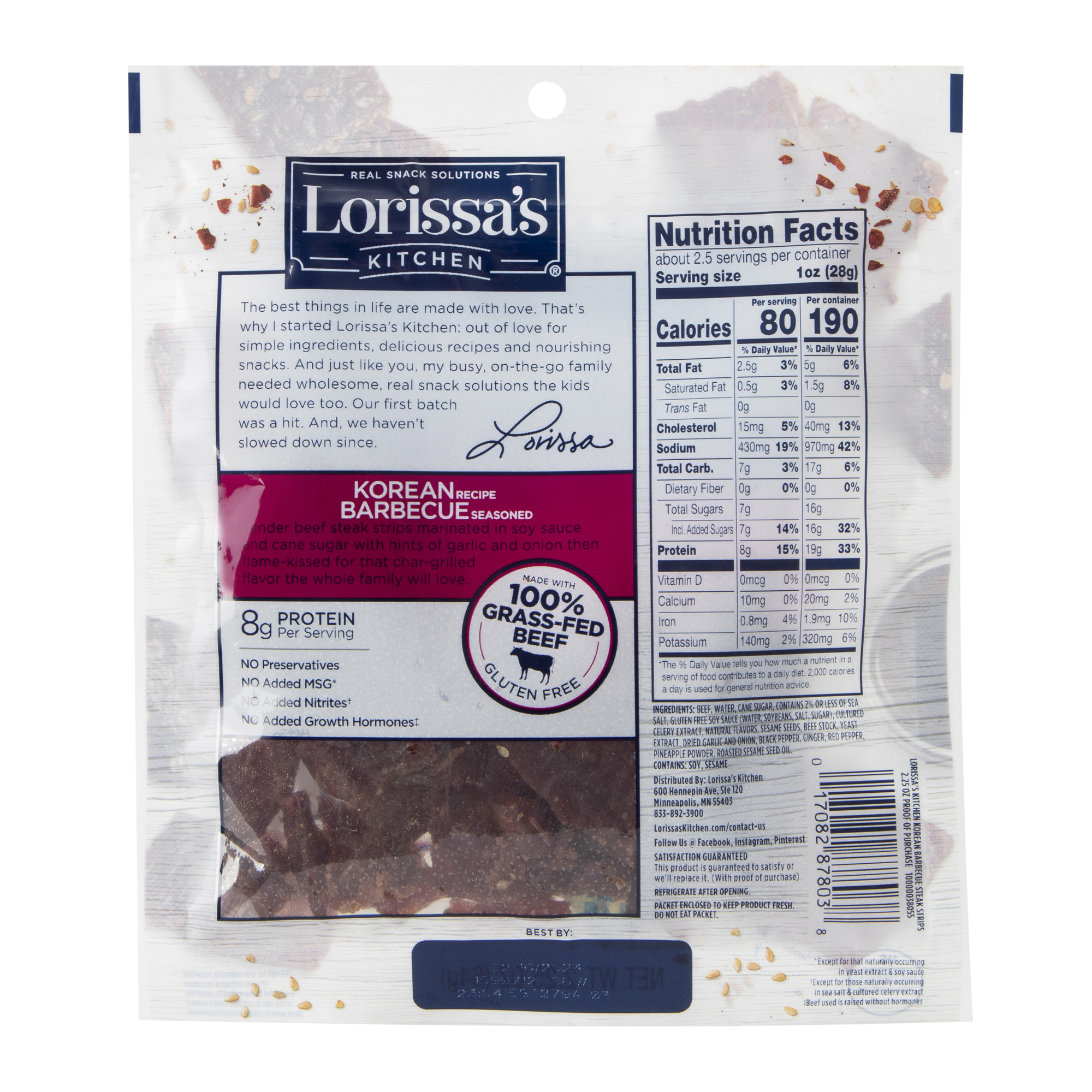 Lorissa’S Kitchen™ Korean Bbq Beef Steak Strips 2.25oz