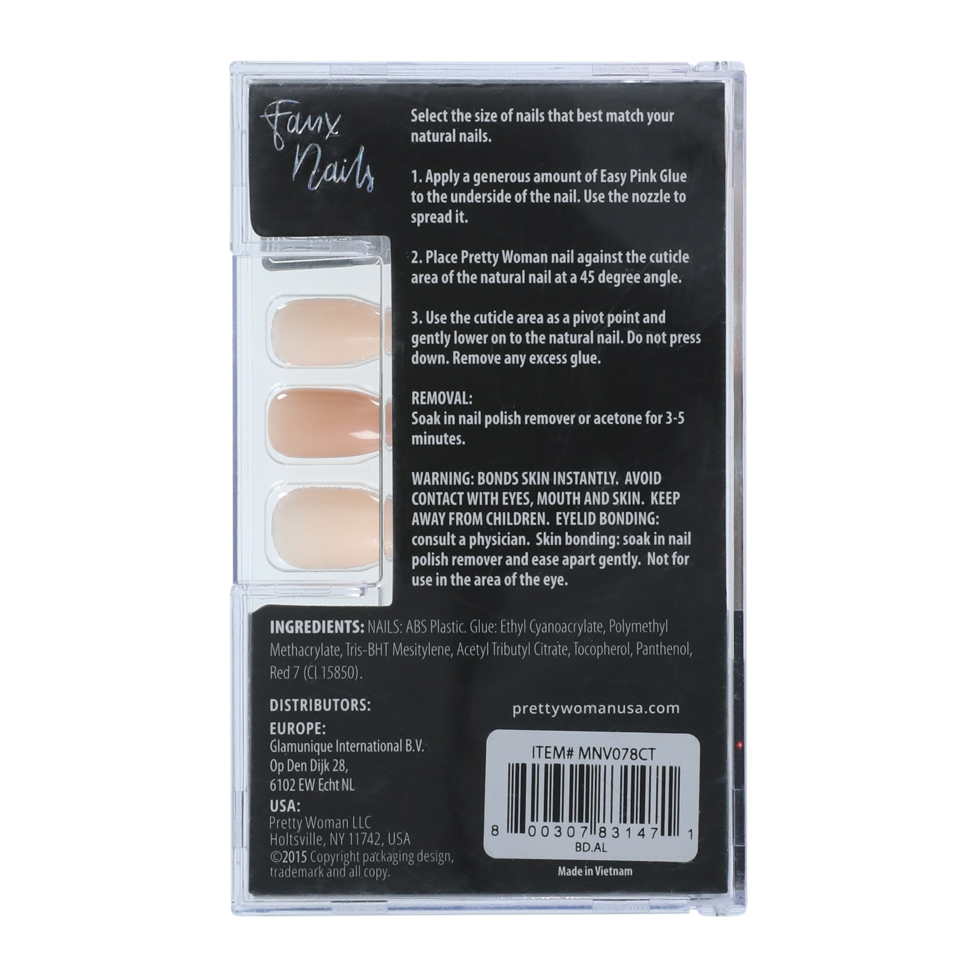 Pretty Woman Faux Nails 24-Piece Set With Nail Glue - Tan & Glitter