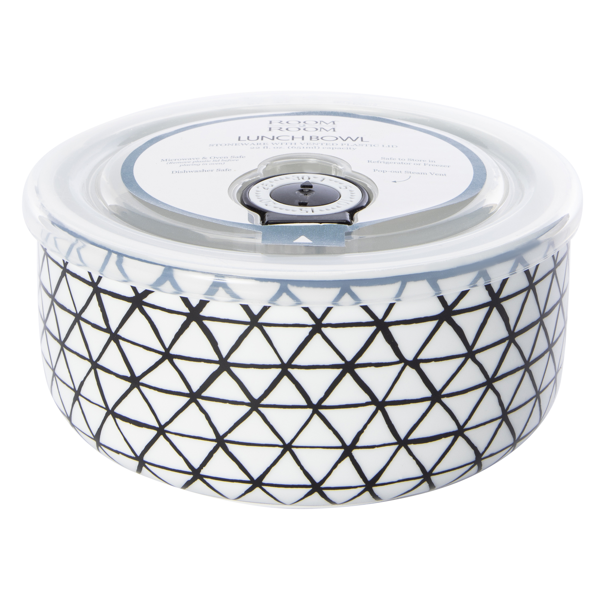 Stoneware Lunch Bowl With Vented Plastic Lid 22 Fl.oz