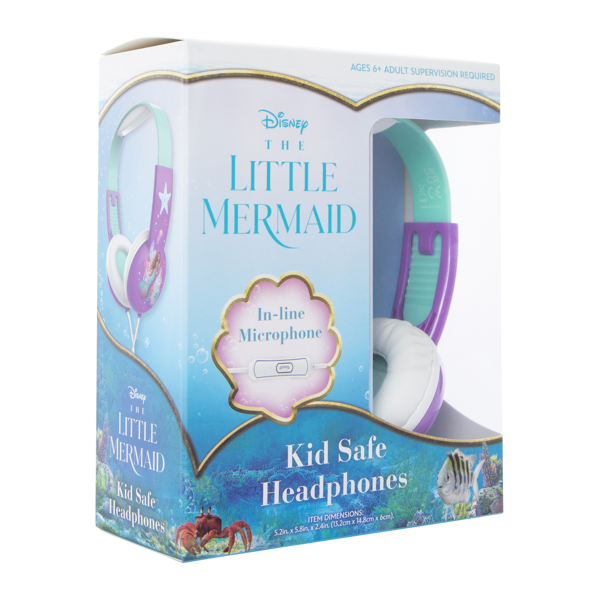 Disney The Little Mermaid Theatrical Release Kid-Safe Headphones With Mic