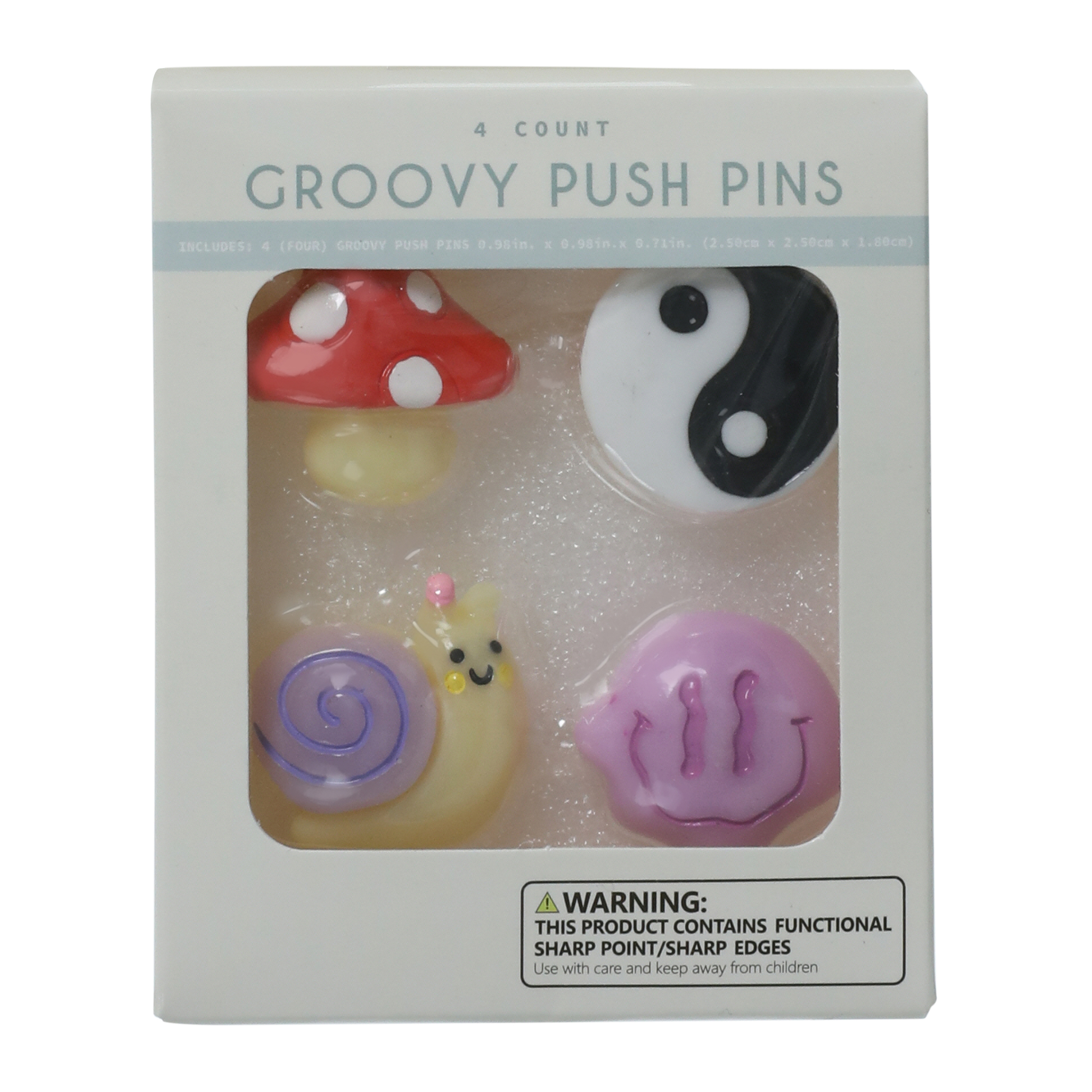 Groovy Push Pins 4-Count