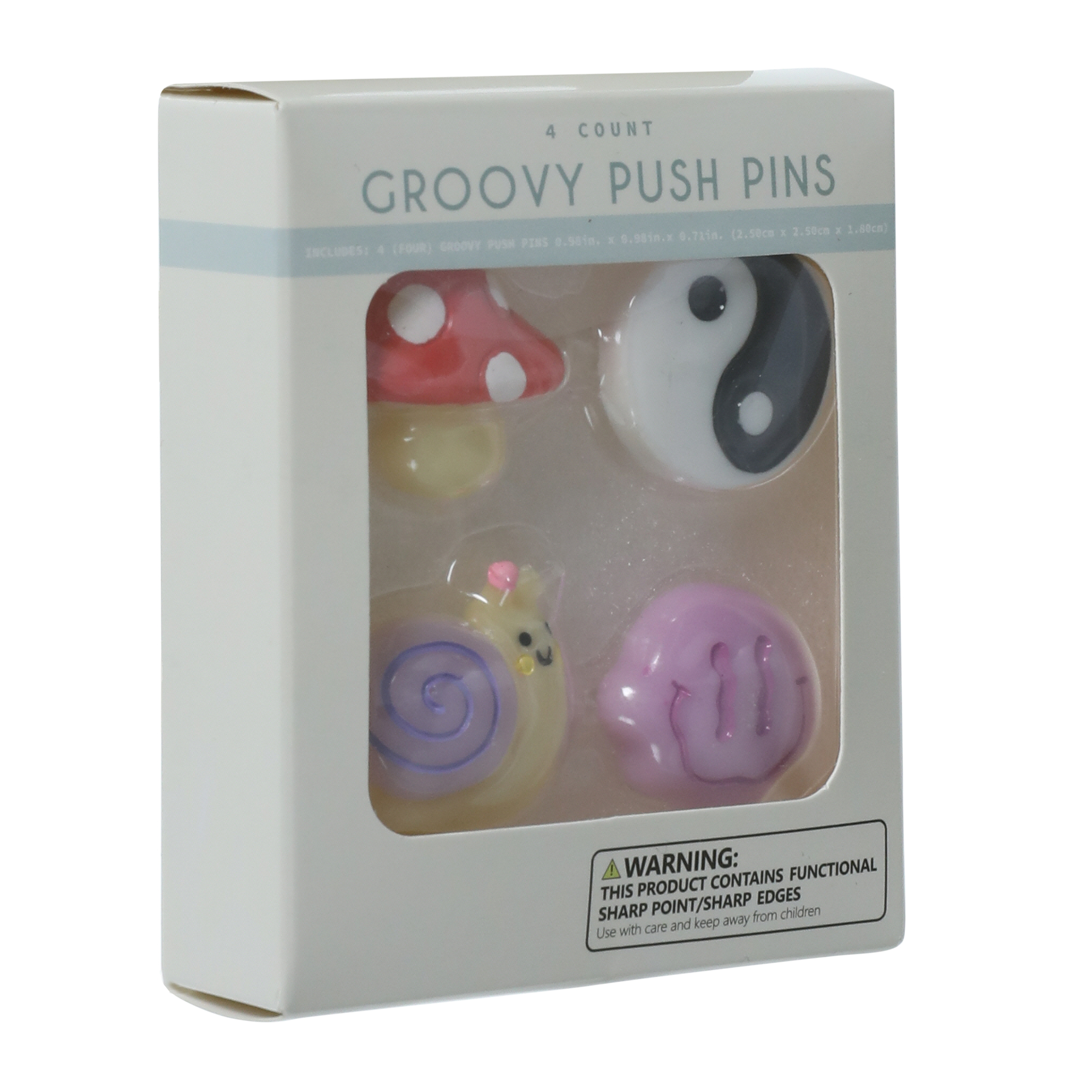 Groovy Push Pins 4-Count