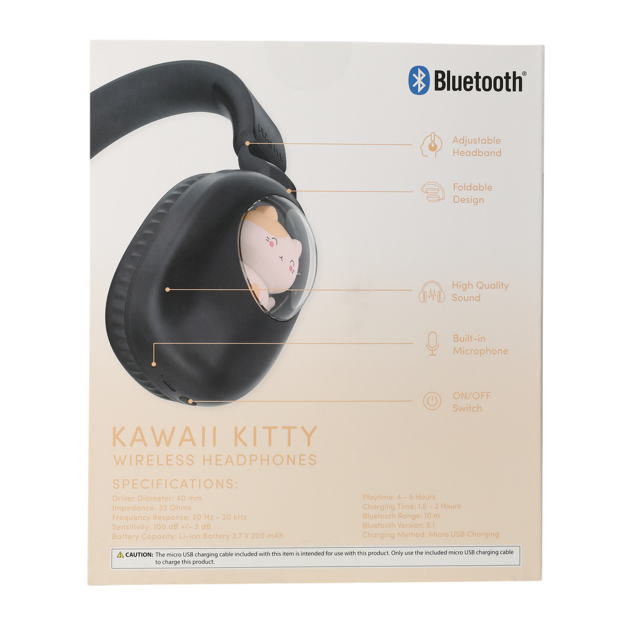Bluetooth® Wireless Kawaii Headphones With Mic