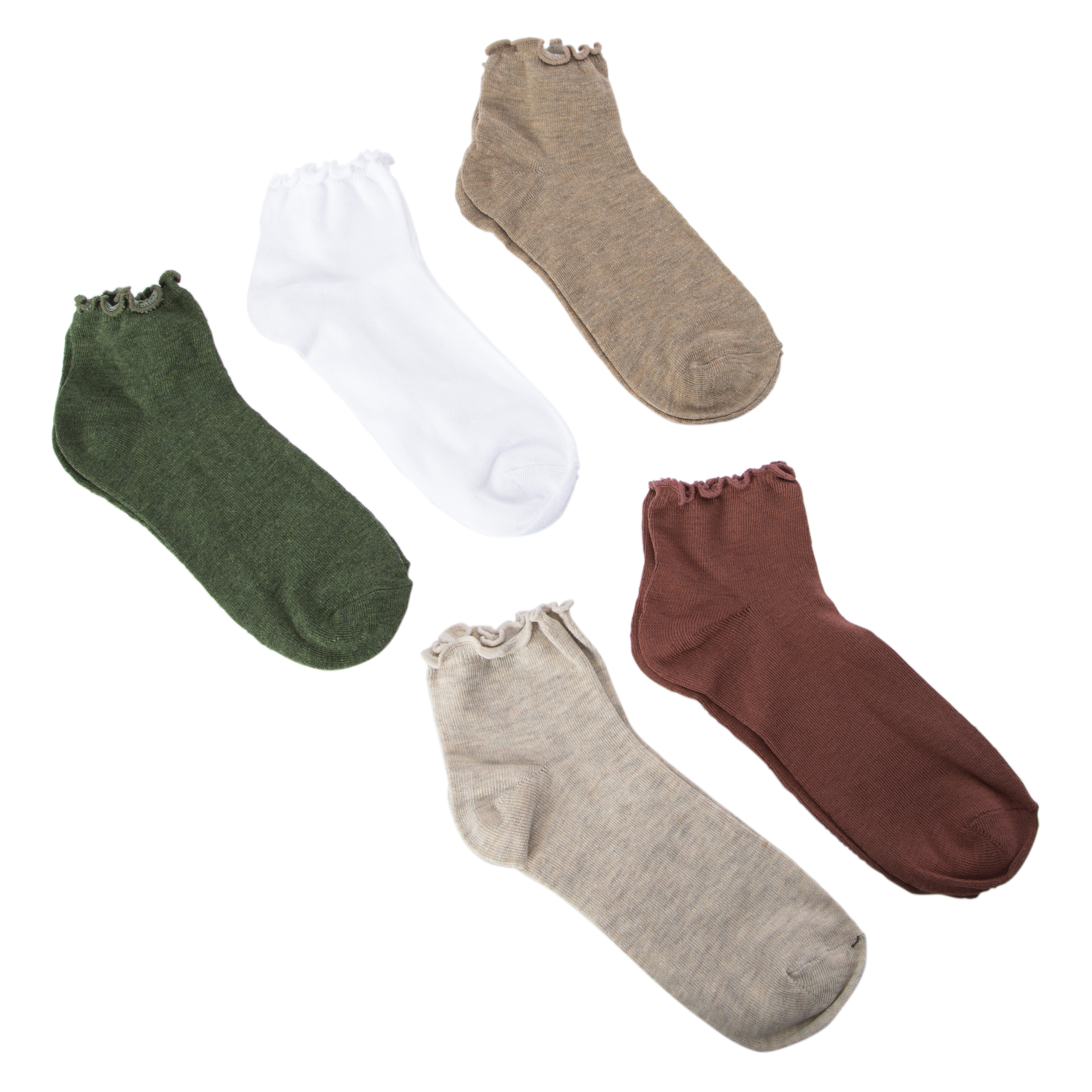 Ladies Lettuce Edge Quarter Crew Socks 5-Pack