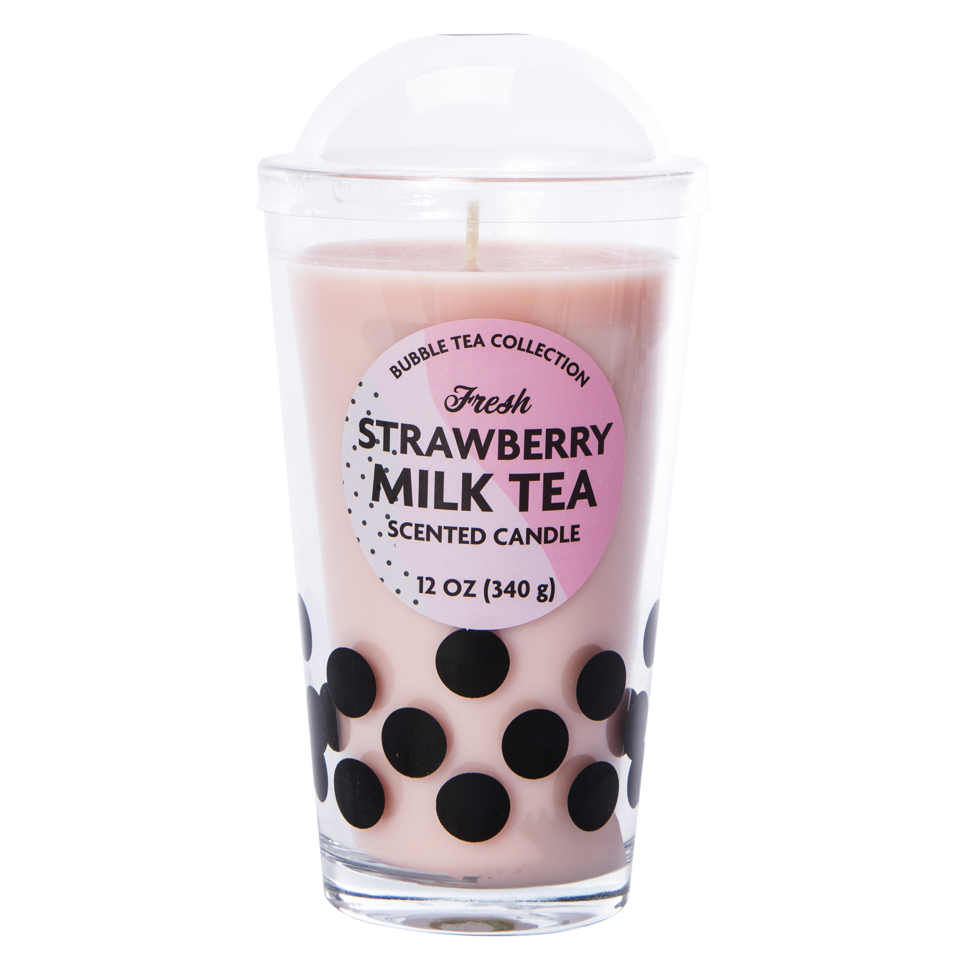 Bubble Tea Scented Candle 12oz - Strawberry Milk Tea