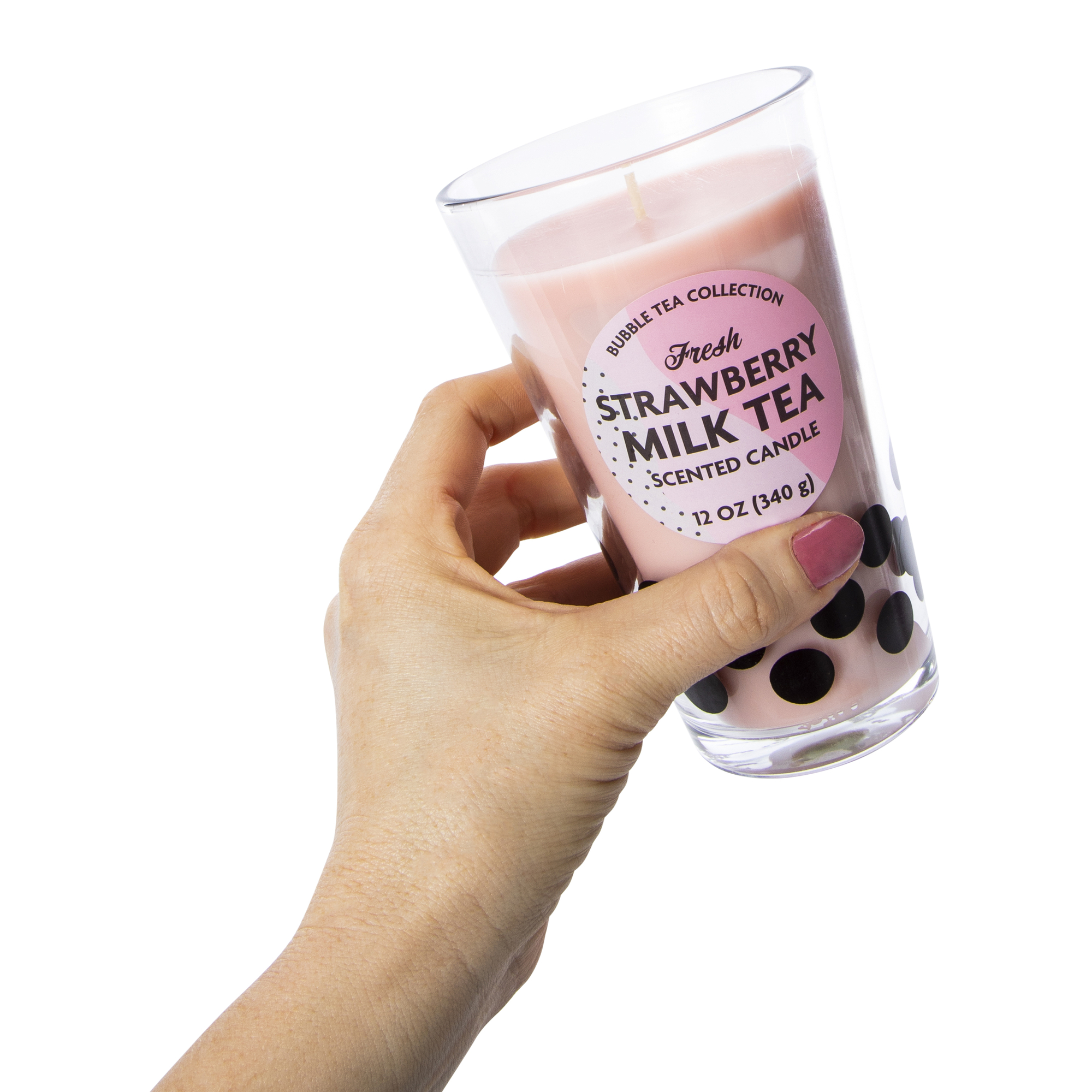 Bubble Tea Scented Candle 12oz - Strawberry Milk Tea