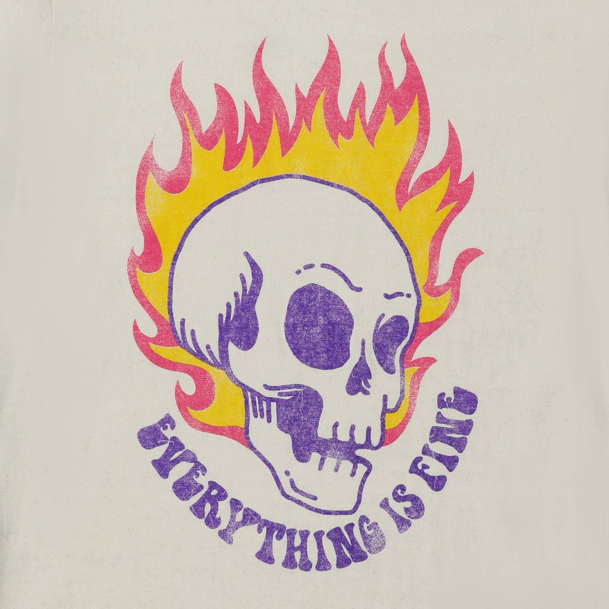 Everything Is Fine' Flaming Skull Graphic Tee