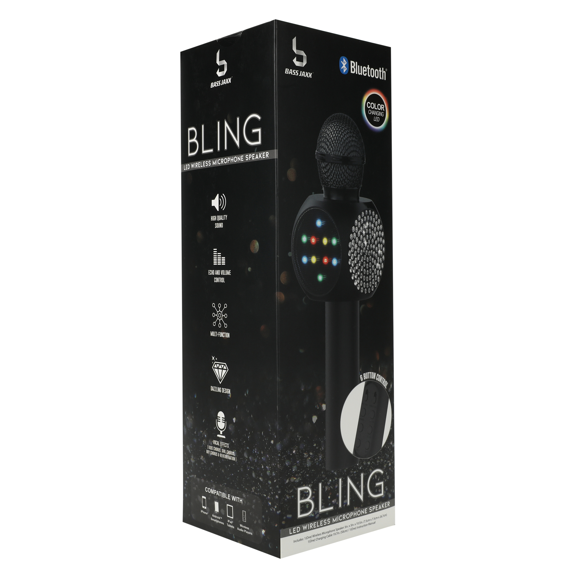 Bluetooth® Karaoke LED Bling Mic With Speaker