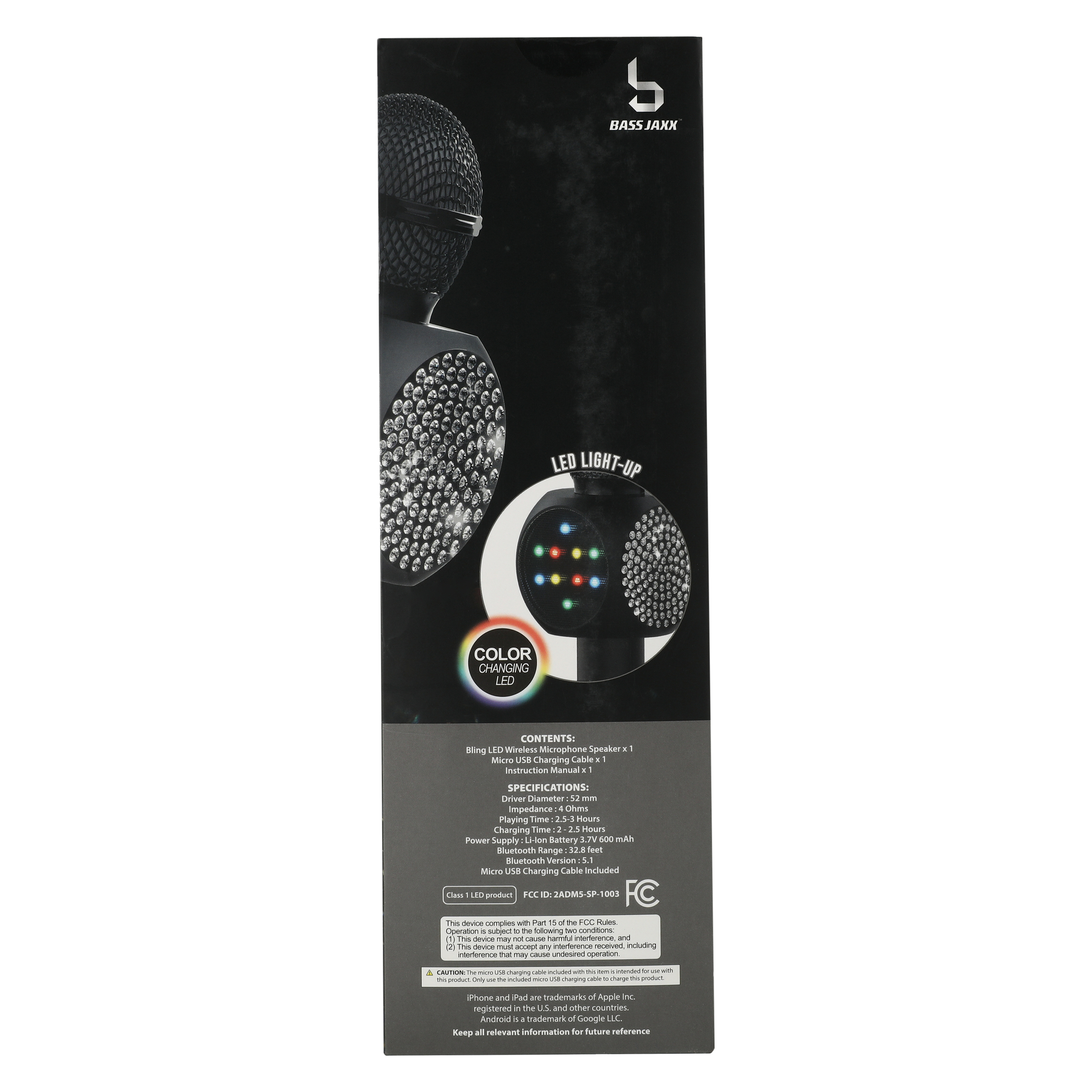 Bluetooth® Karaoke LED Bling Mic With Speaker
