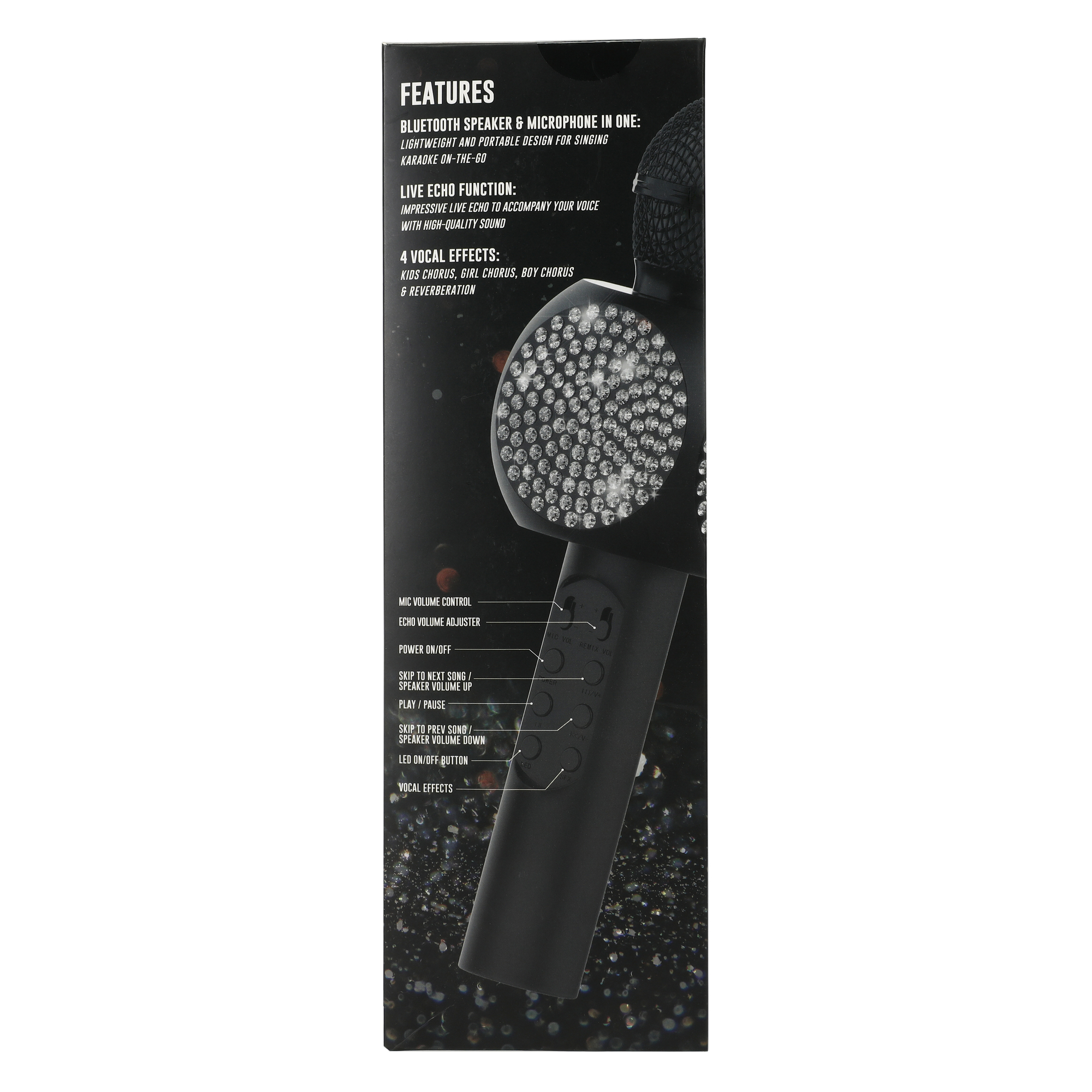 Bluetooth® Karaoke LED Bling Mic With Speaker