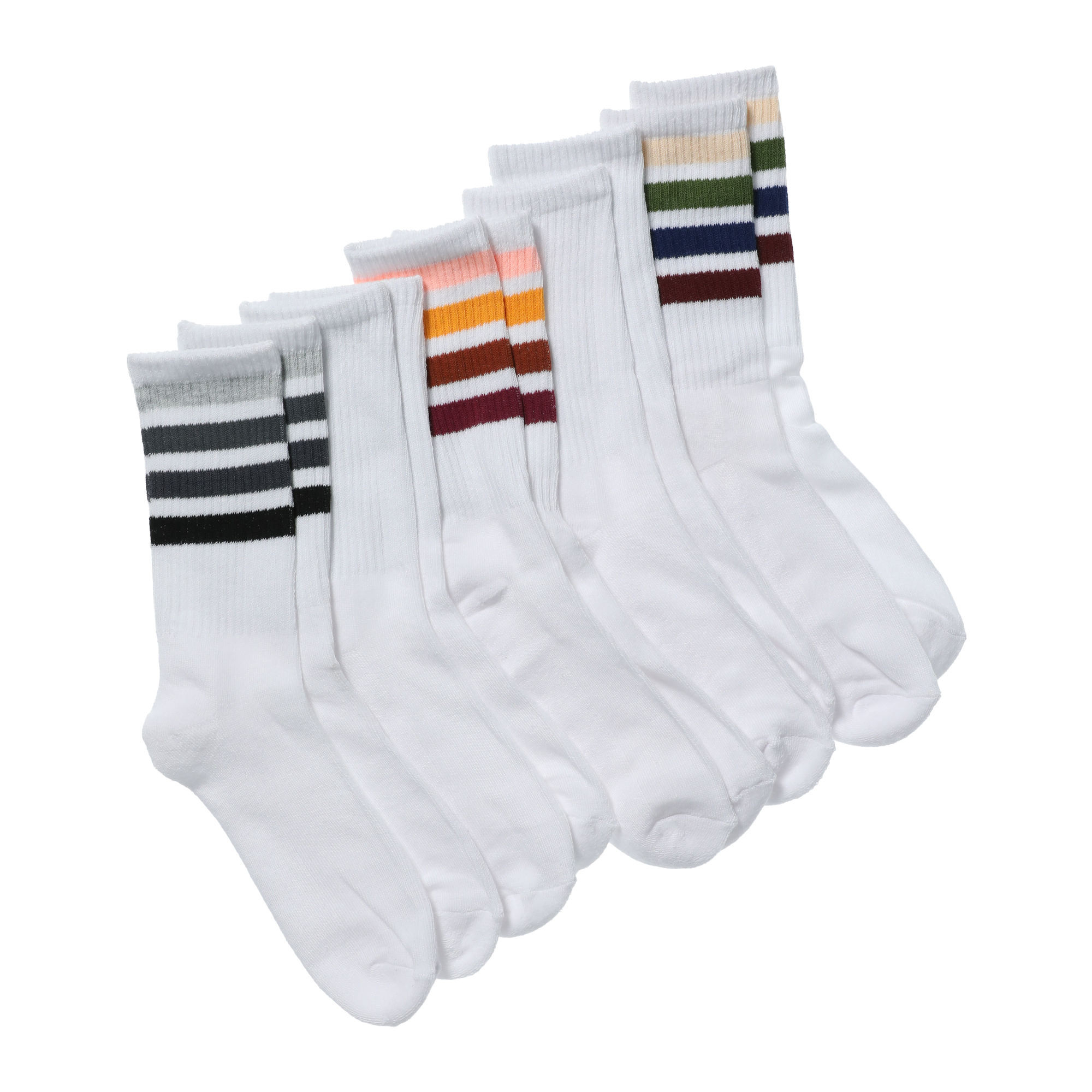 Ladies Classic Striped Crew Socks 5-Pack