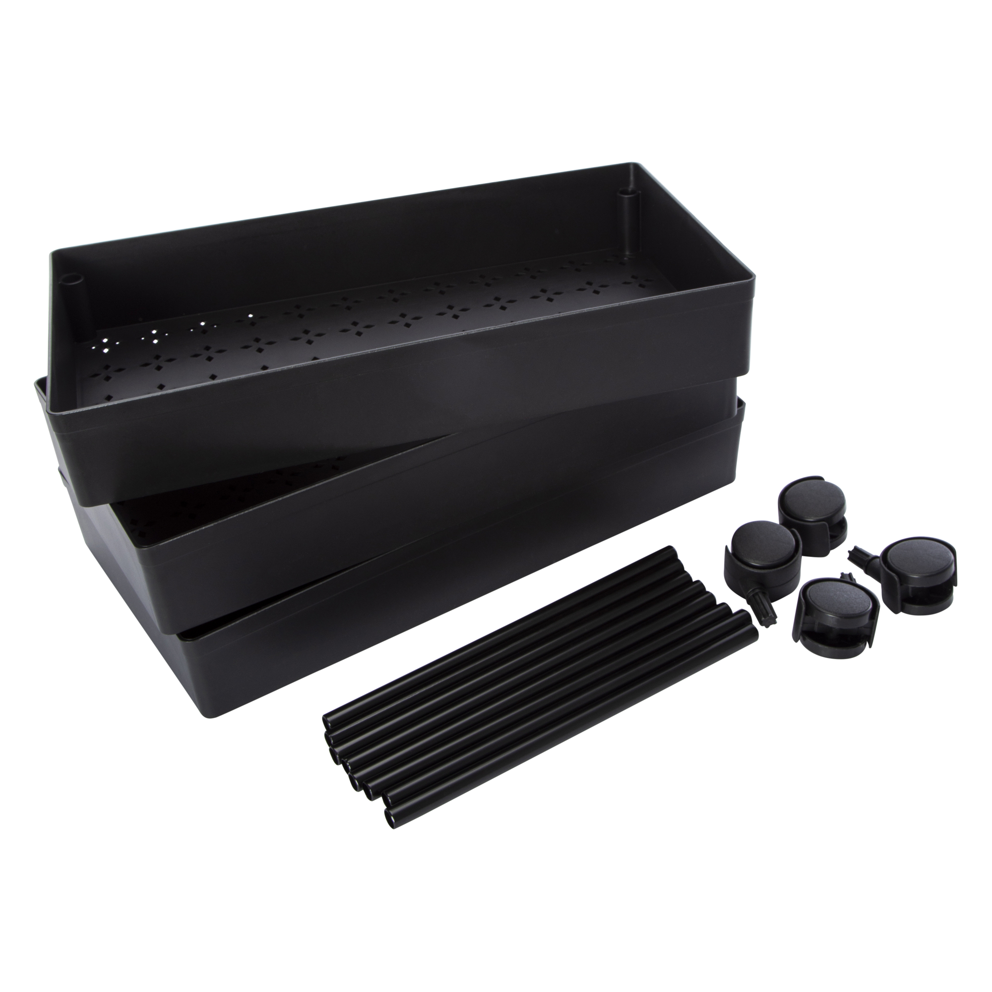 3-Tier Plastic Rolling Cart 15.75in  x 24.4in - Black
