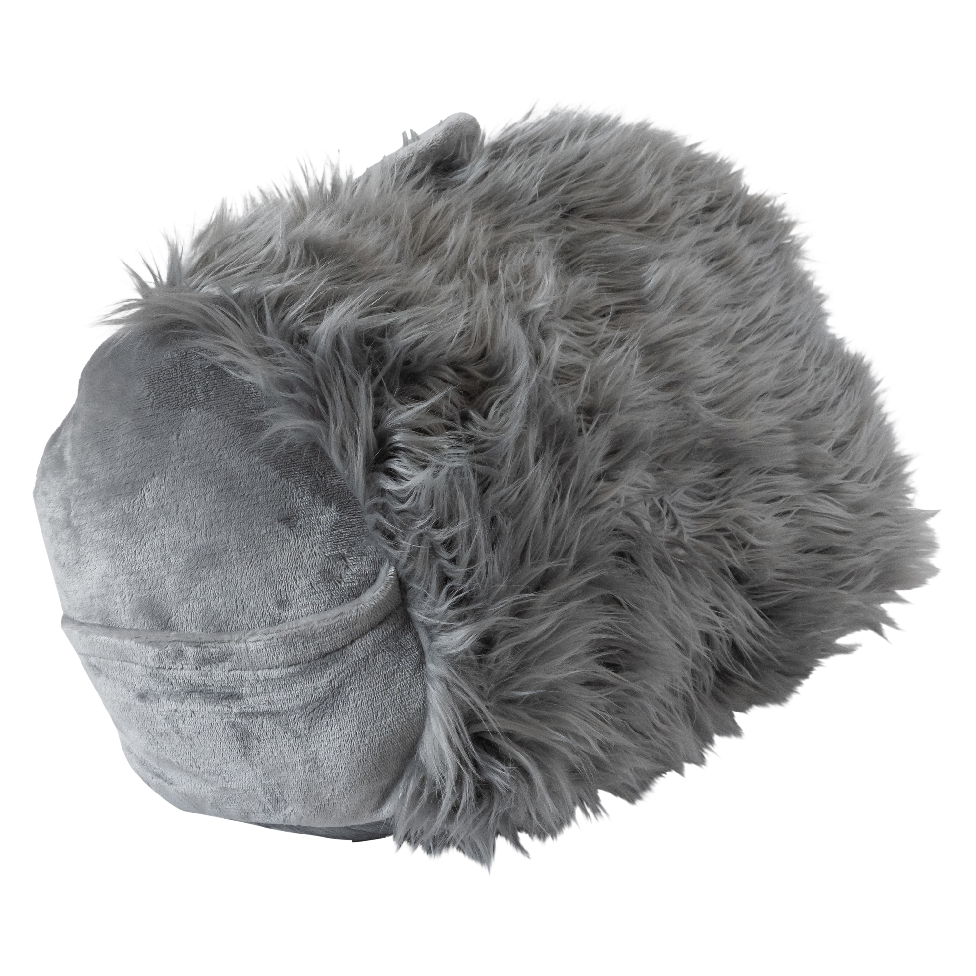 Faux Fur Wedge Pillow With Cellphone Pocket 21in