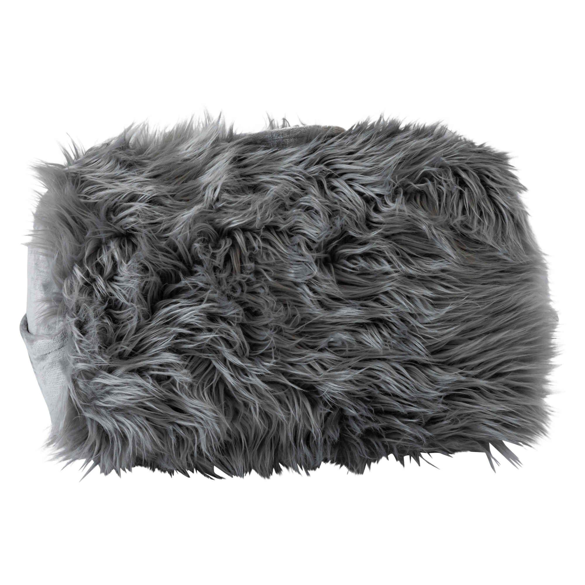 Faux Fur Wedge Pillow With Cellphone Pocket 21in