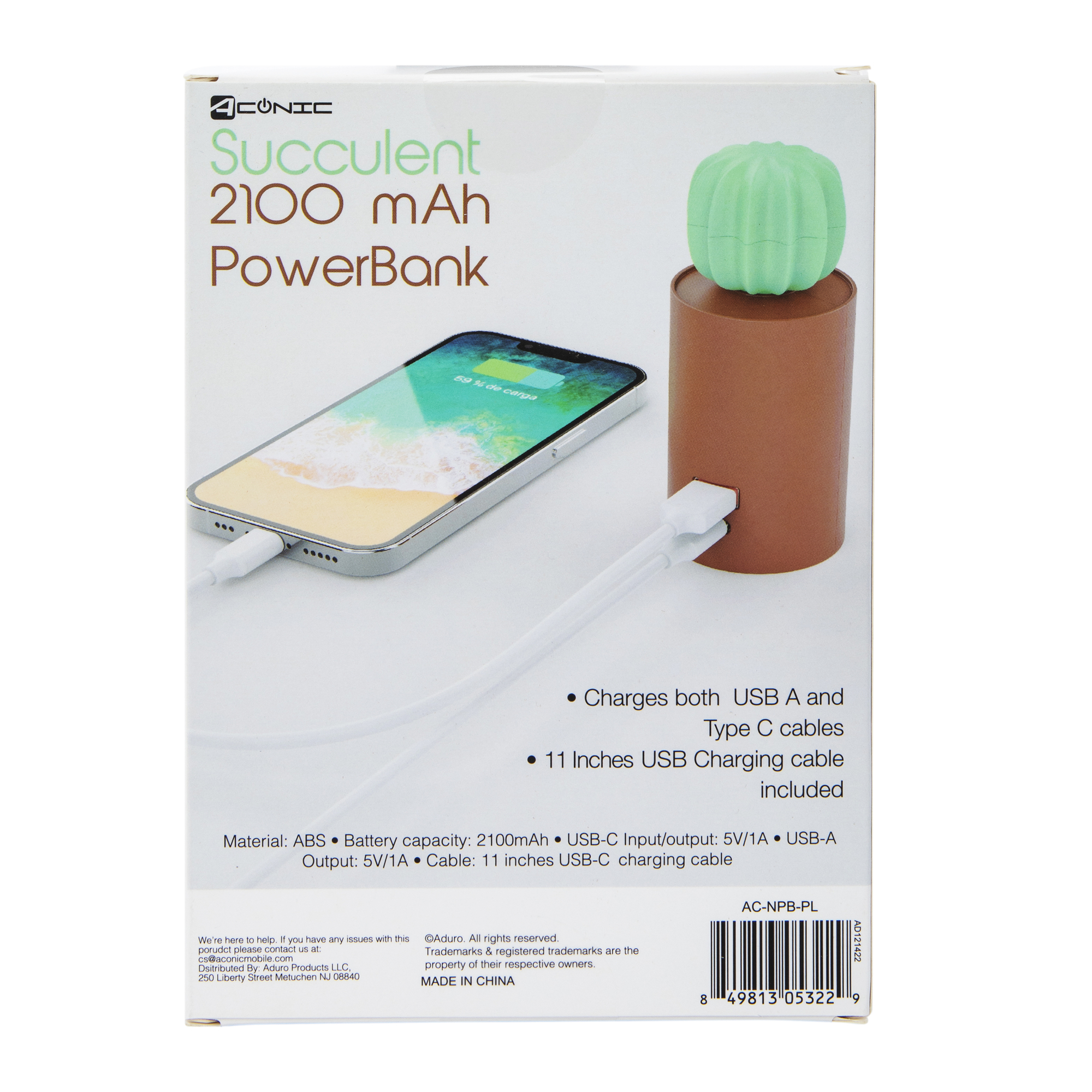 Dual Port USB & USB-C Novelty Portable Rechargeable Power Bank