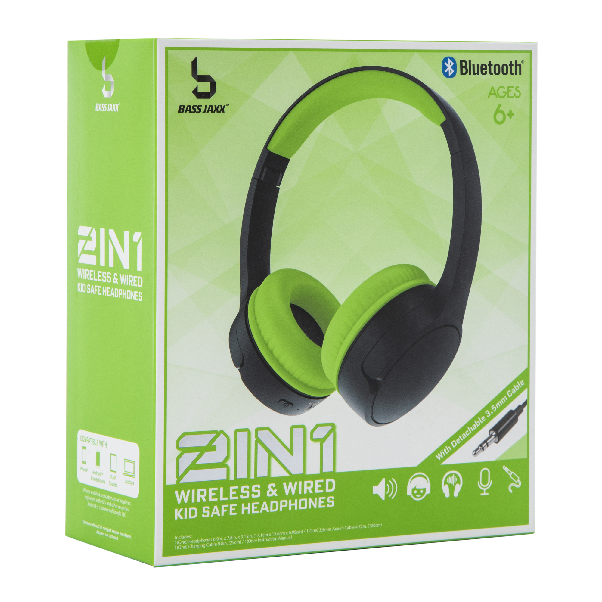 2-in-1 Wireless & Wired Bluetooth® Kid-Safe Headphones With Mic