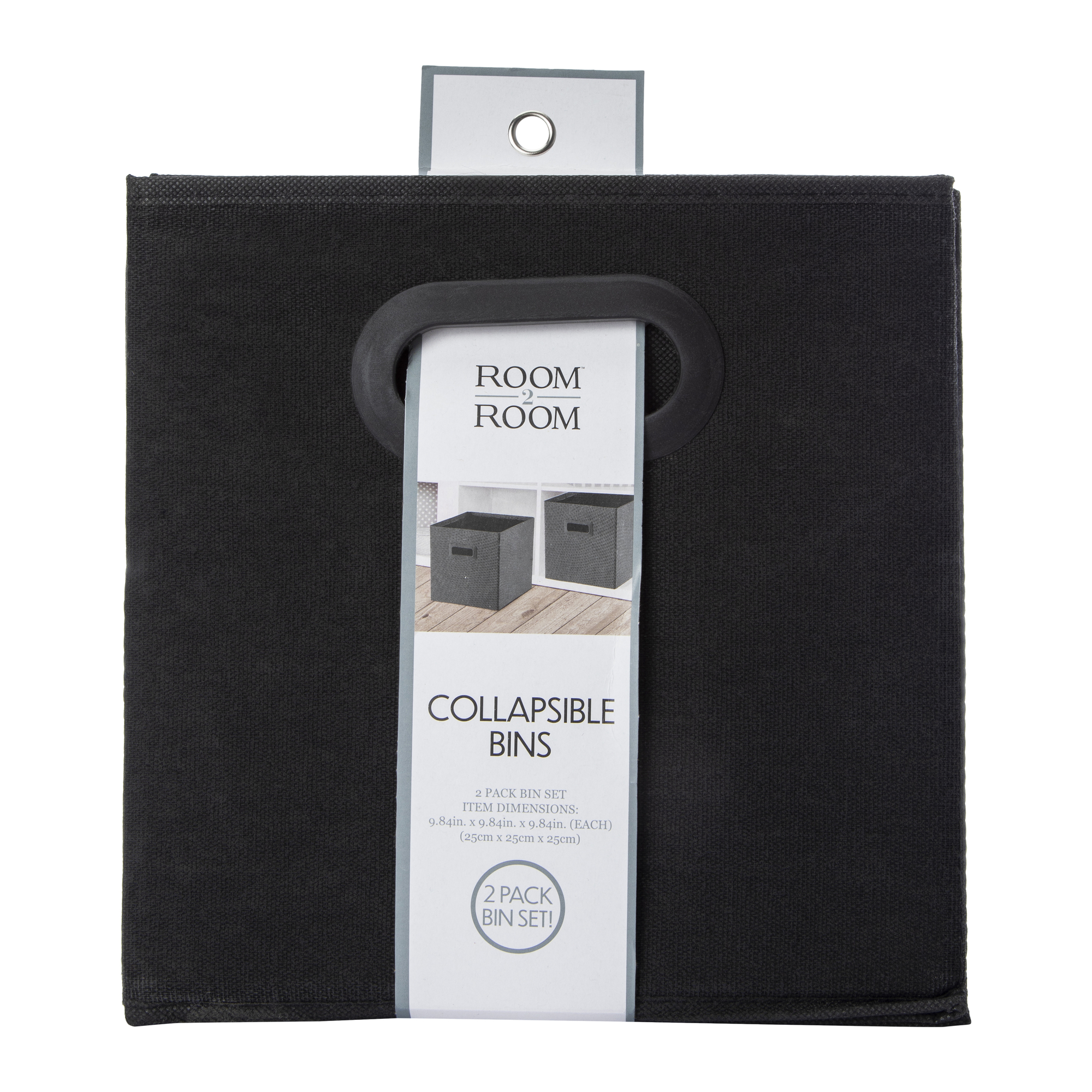 Collapsible Fabric Storage Cubes 9.84in x 9.84in 2-Count - Black